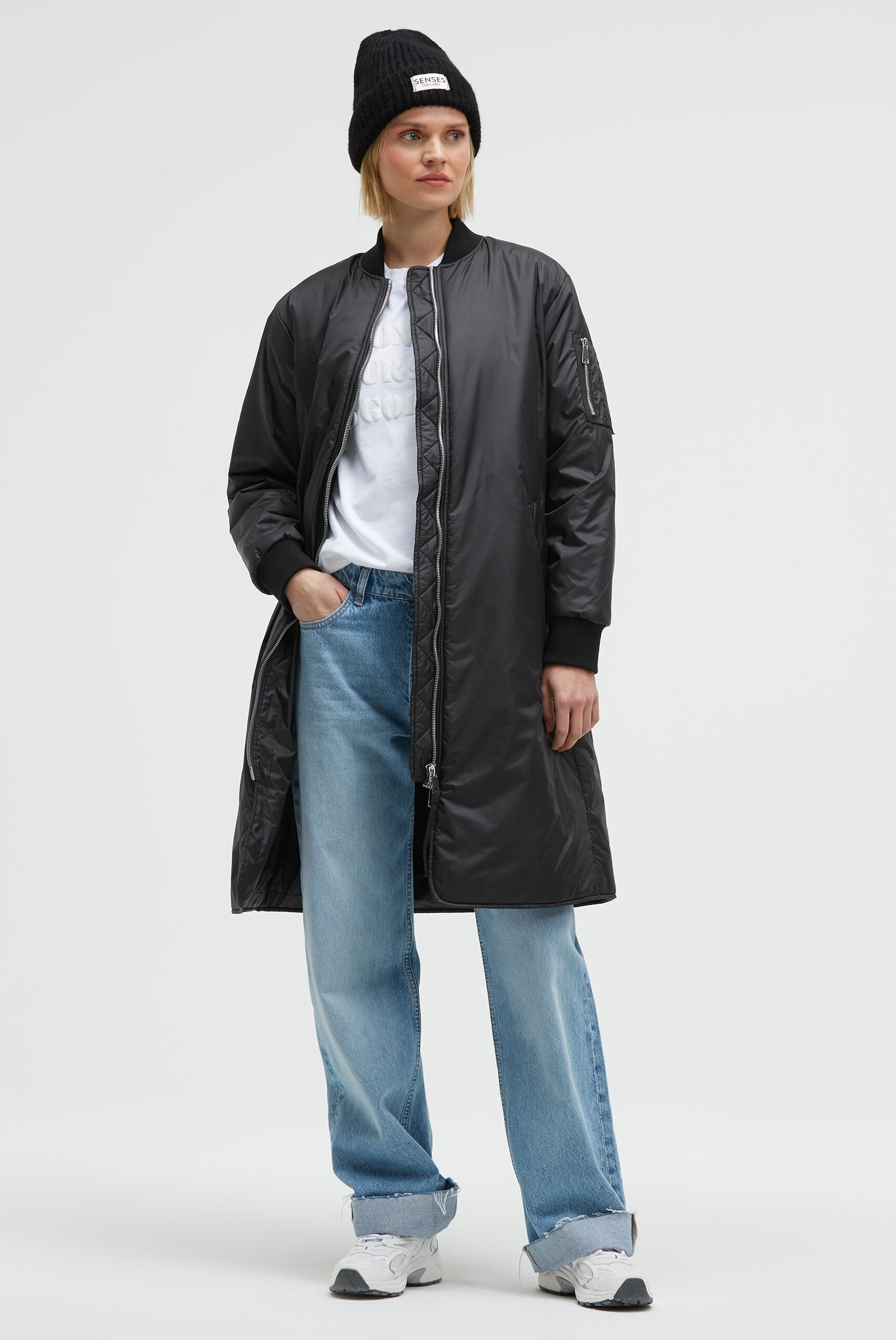 SENSES.THE LABEL Langjacke, ohne Kapuze, mit Zwei-Wege-Reißverschluss günstig online kaufen