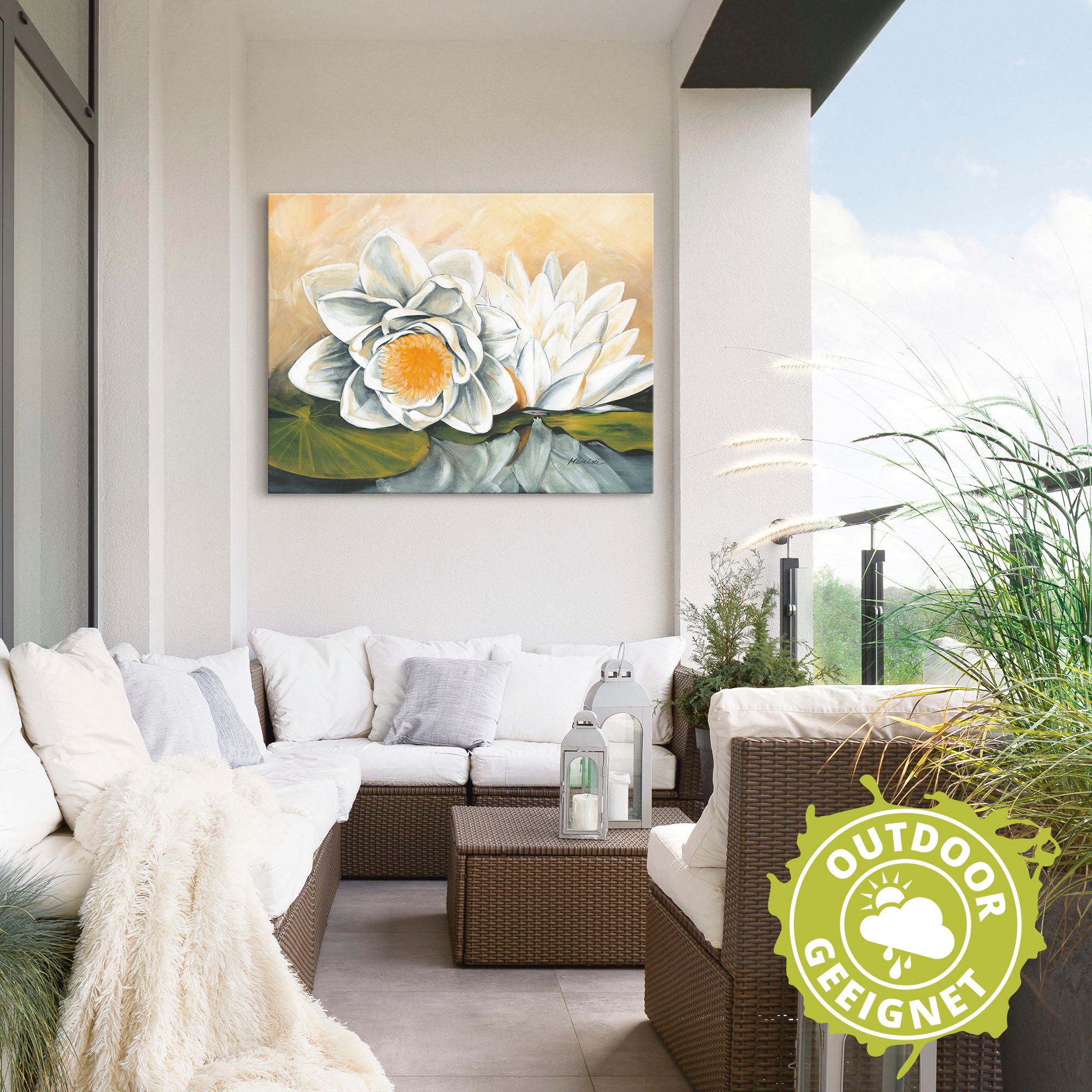 Artland Alu-Dibond-Druck »Seerosen«, Blumen, (1 St.), für Innen- und Außenbereich geeignet, Outdoorbild