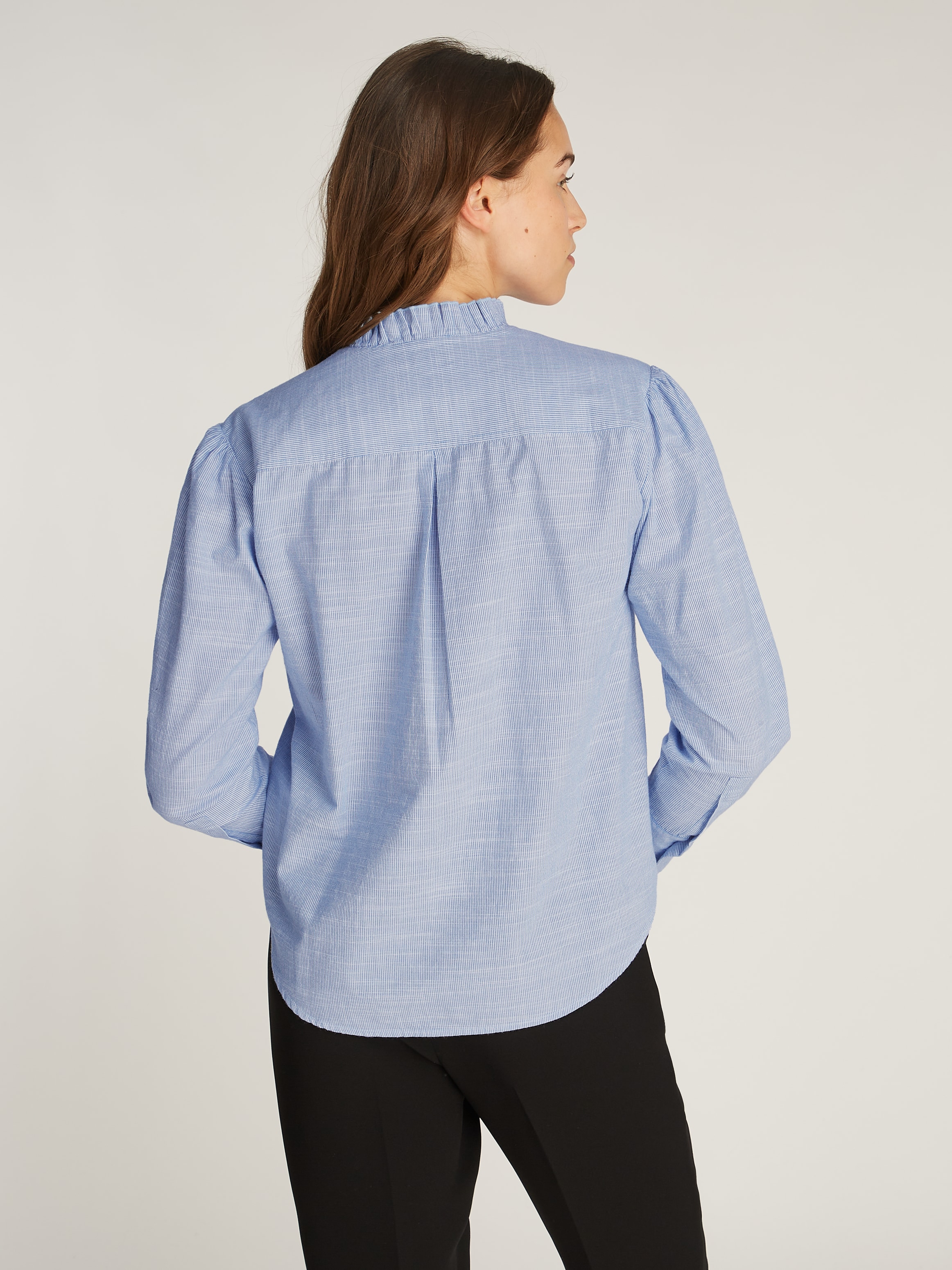 Tommy Hilfiger Hemdbluse "COTTON STP RUFFLE RELAXED SHIRT", mit Rüschen-Bes günstig online kaufen