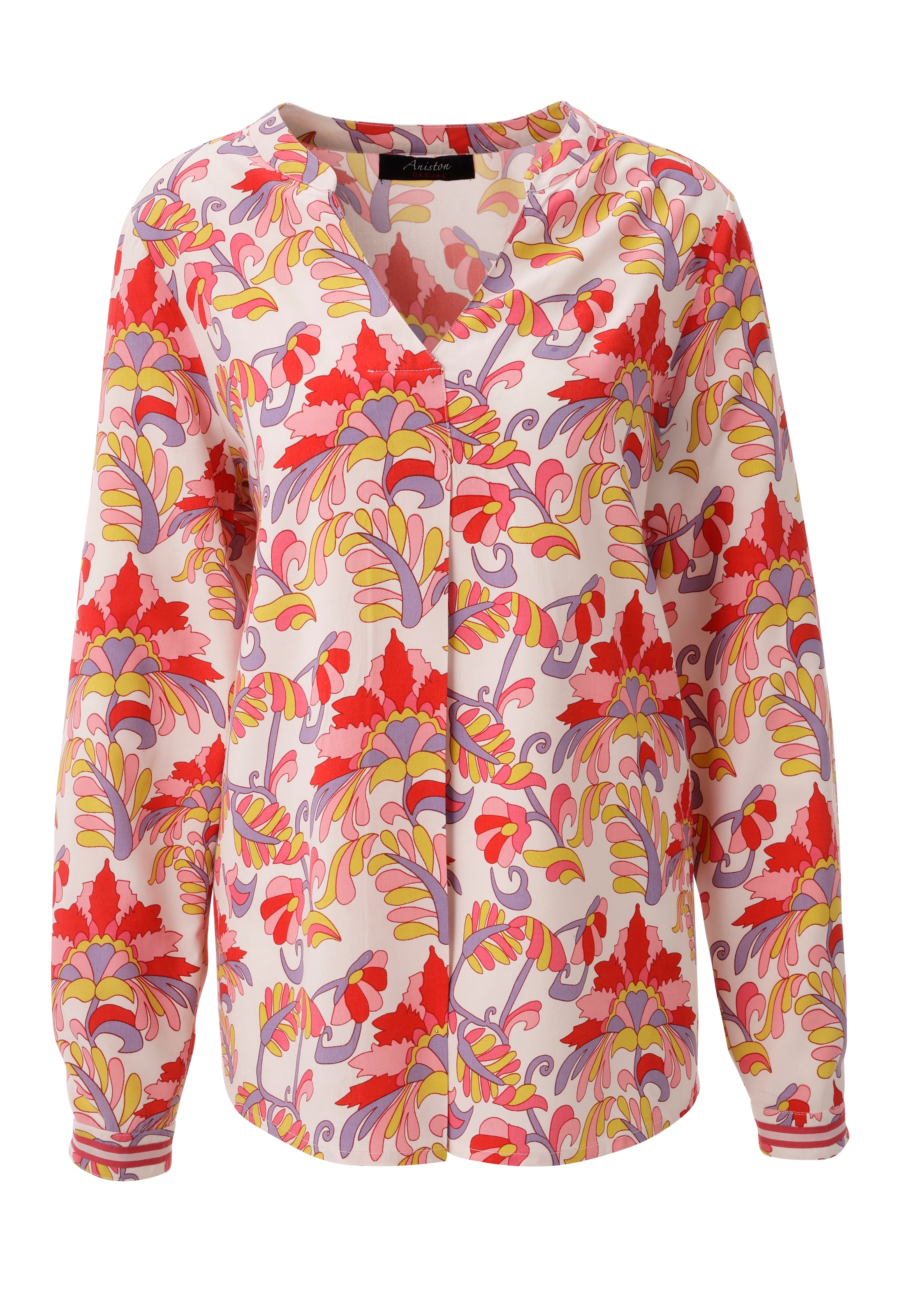 Aniston CASUAL Schlupfbluse mit grafischen Blumendruck - jedes Teil ein Unikat - NEUE KOLLEKTION