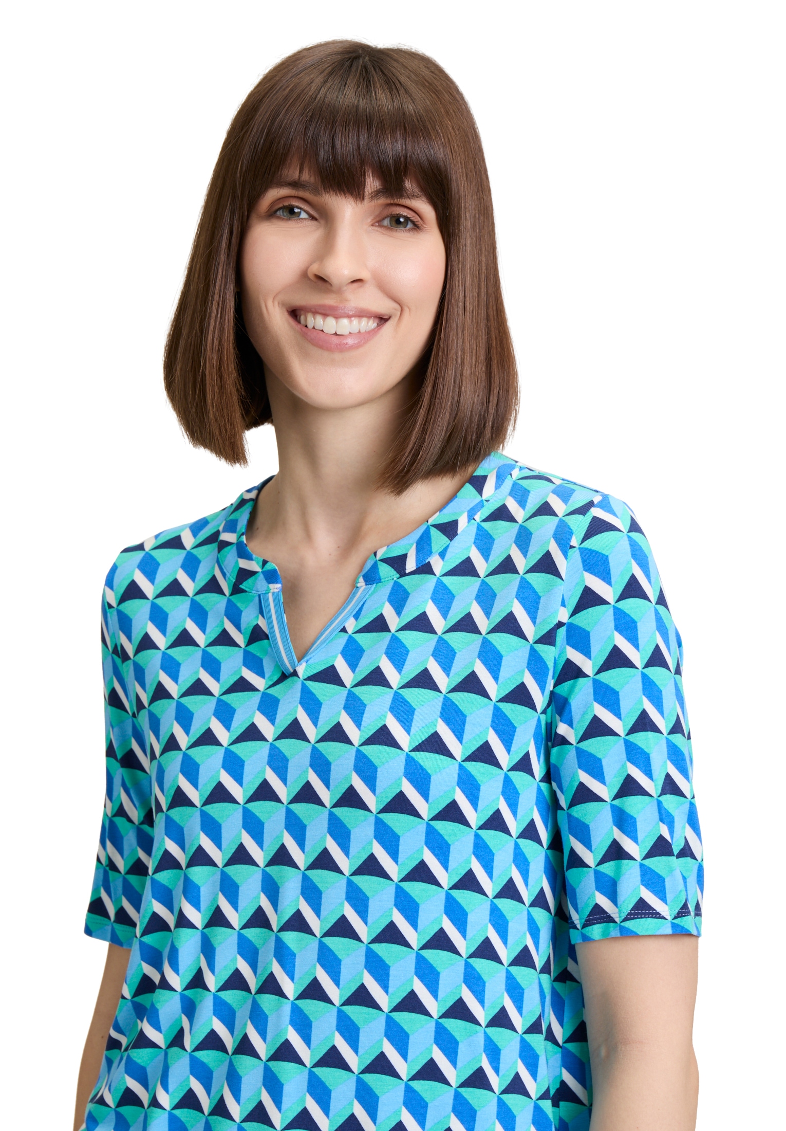 Betty Barclay Kurzarmshirt »Betty Barclay Blusenshirt mit Print«, (1 tlg.), Rippbündchen