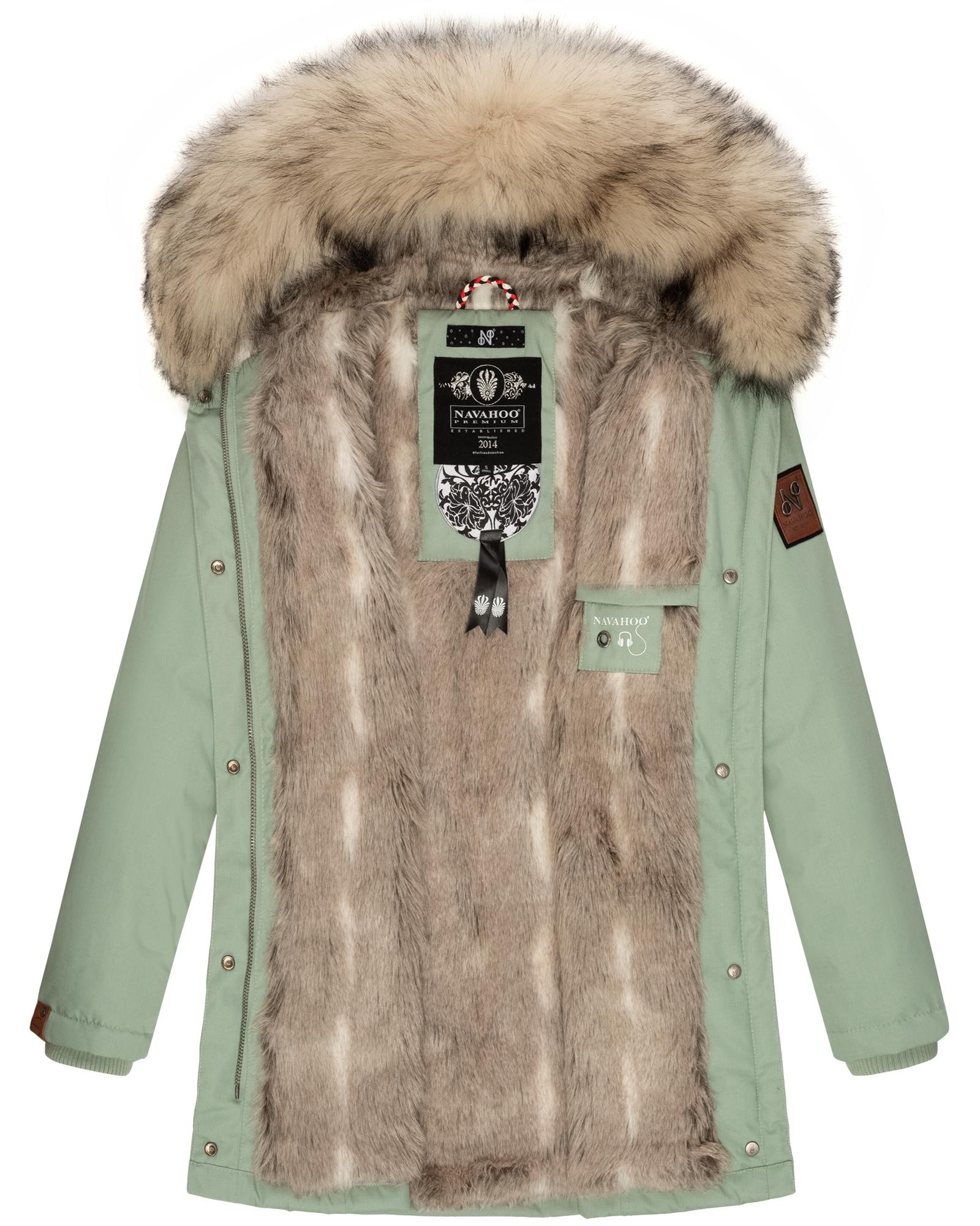 Navahoo Wintermantel »Cristal«, stylischer Damen Winterparka mit Kunstfell-Kapuze