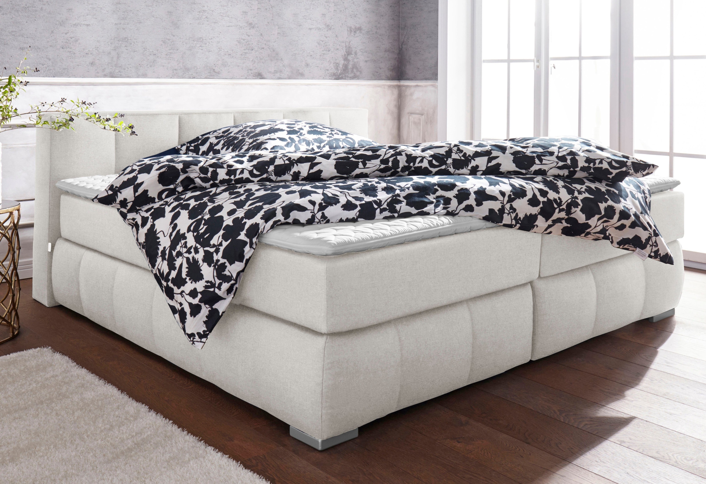 Guido Maria Kretschmer Home&Living Boxspringbett »Chelles«, inkl. Topper, in XXL- Überlänge 220 cm, Unterbox mit feine Wölbung