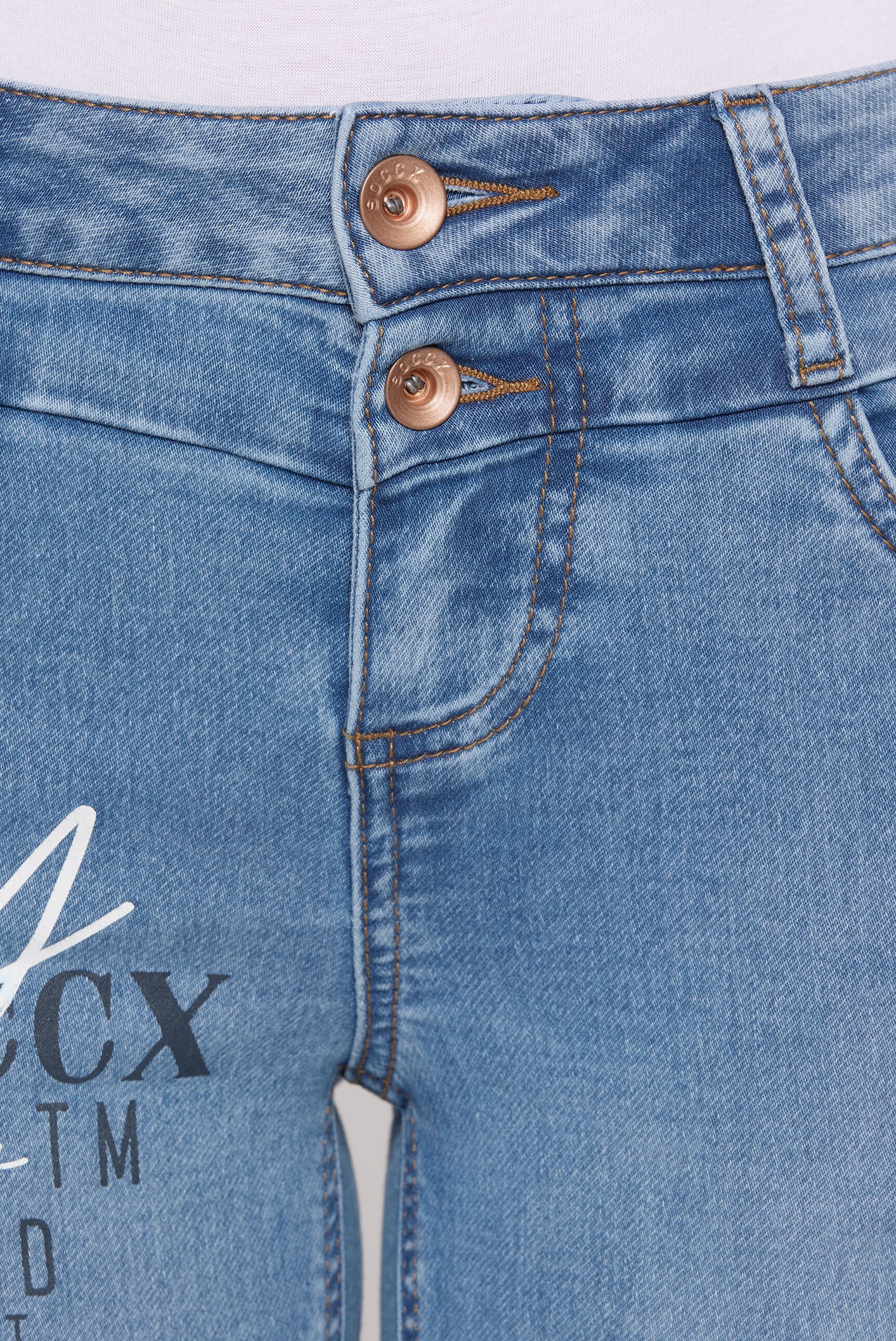 SOCCX Slim-fit-Jeans, mit verkürztem Bein