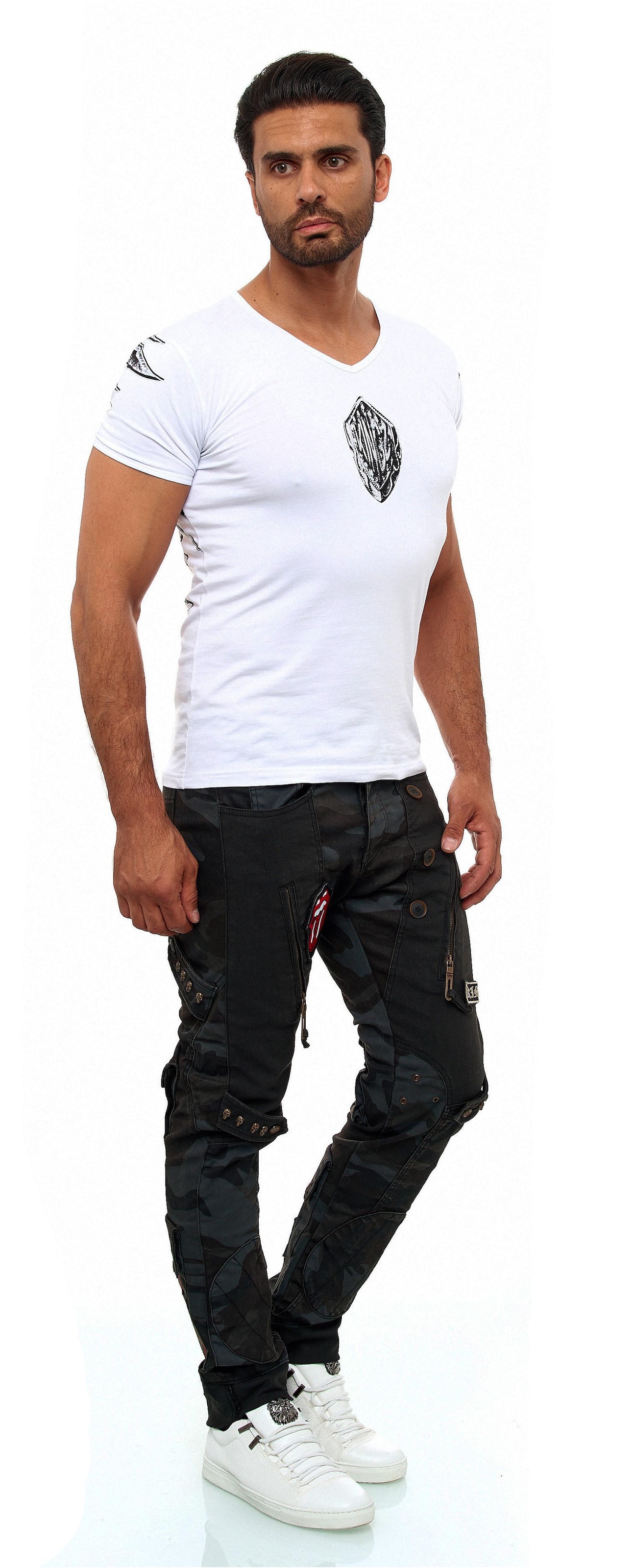 KINGZ Bequeme Jeans, im stylischen Military-Look