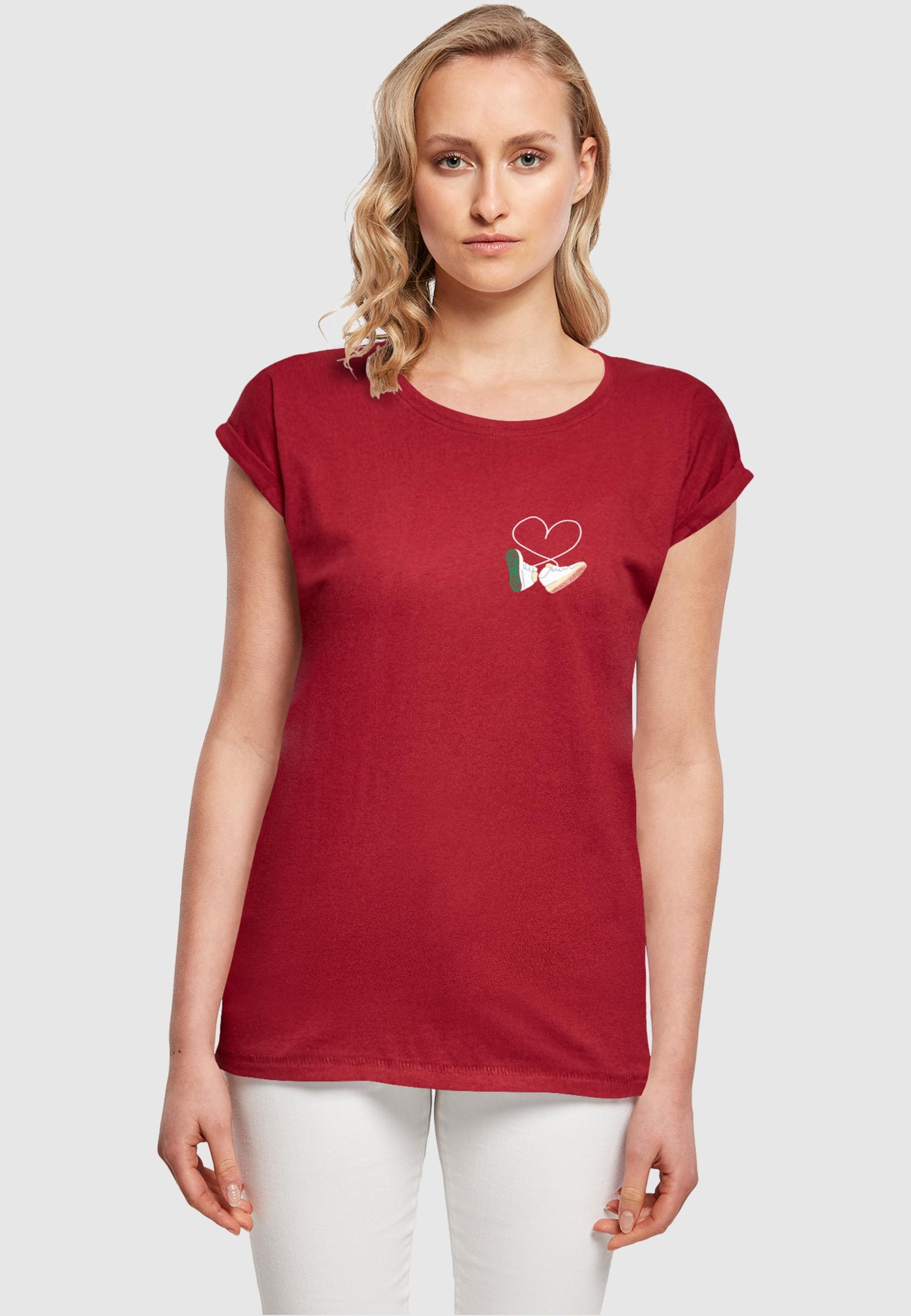 MisterTee Kurzarmshirt »MisterTee Damen Ladies Kicks Love EMB Tee«, (1 tlg.)