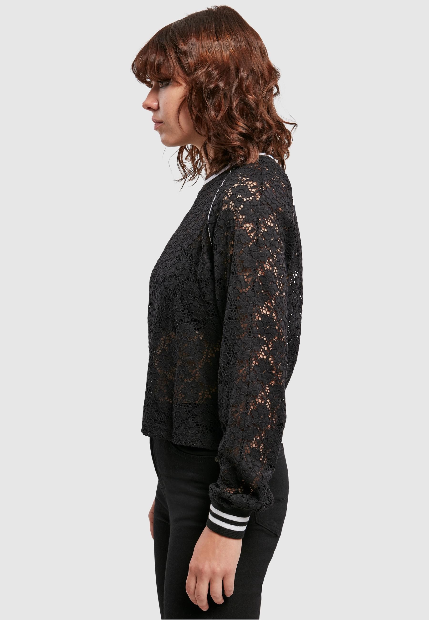 URBAN CLASSICS Collegejacke »Urban Classics Damen Ladies Short Lace College Crew«, (1 St.), ohne Kapuze