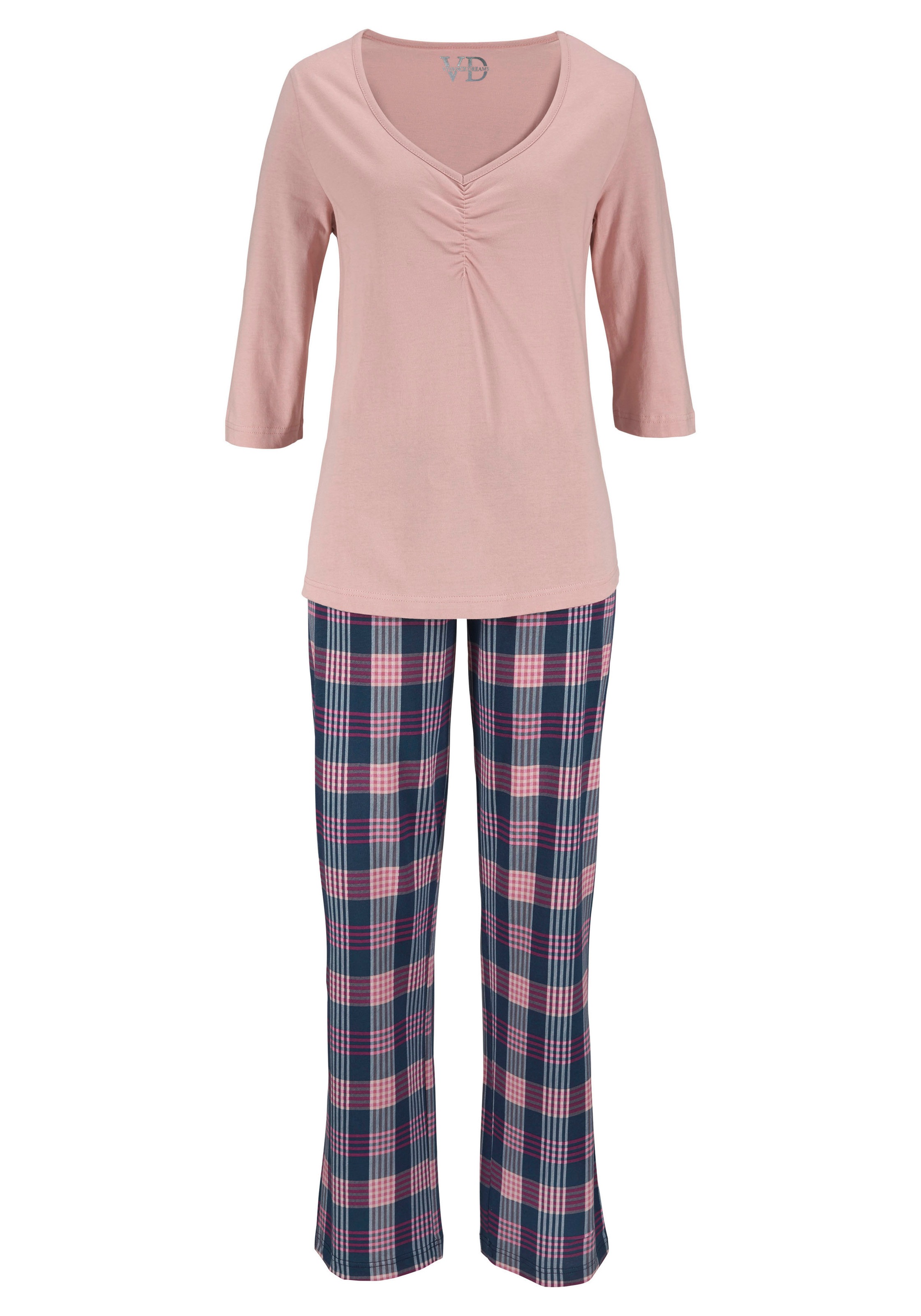 Vivance Dreams Pyjama 2 Stk. tlg., mit Karo Muster günstig online kaufen