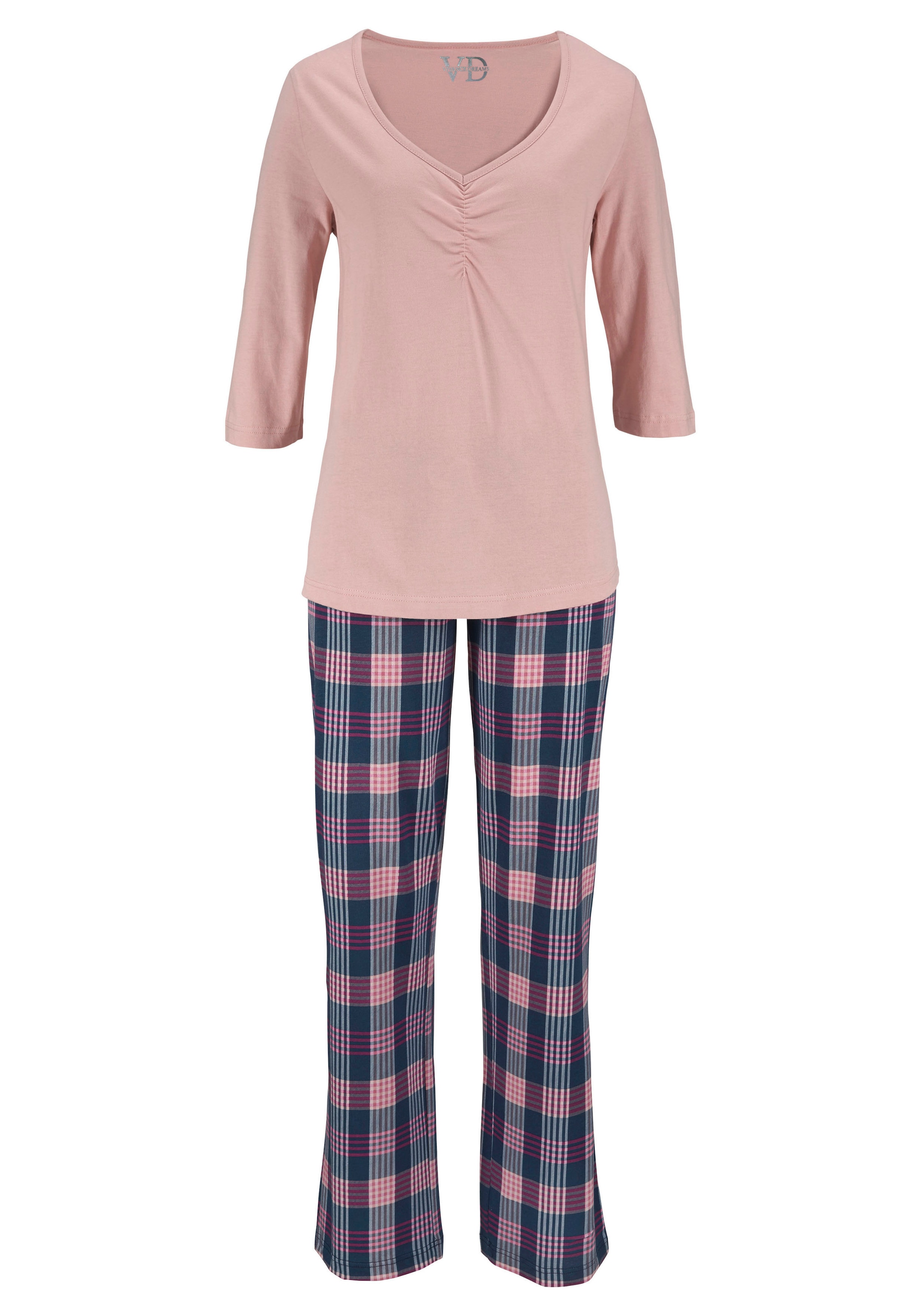 Vivance Dreams Pyjama, (2 tlg.), mit Karo Muster günstig online kaufen