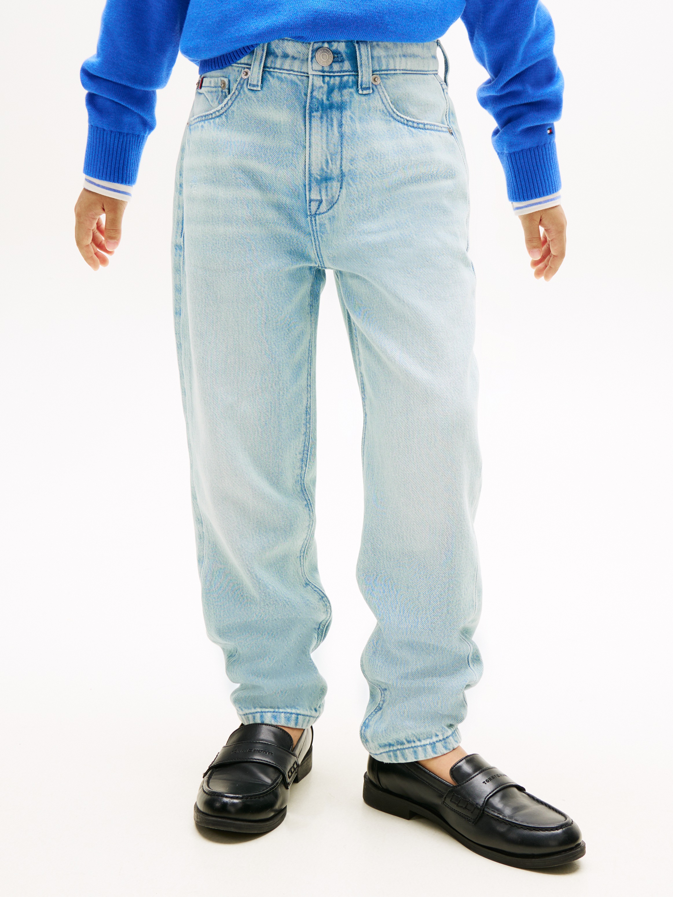5-Pocket-Jeans TOMMY HILFIGER "ARCHIVE LIGHT BLUE JEANS", Jungen, Gr. 16 (176), N-Gr, lightused, Denim/Jeans, Obermaterial: 61% Baumwolle, 39% Lyocell, unifarben, regular fit lang, Jeans 5-Pocket-Jeans, Kinder bis 16 Jahre, mit Fade-Effekt, regular fit 6
