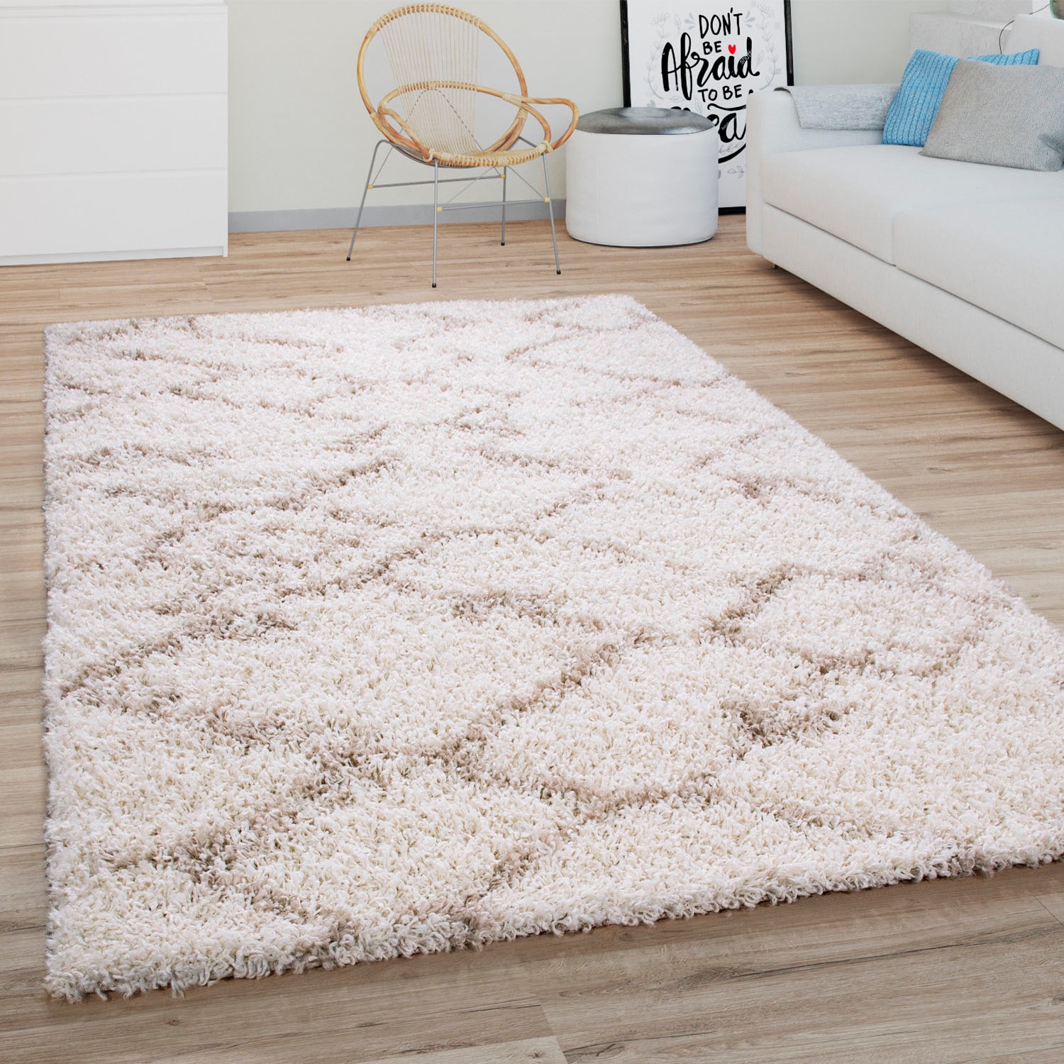 Paco Home Hochflor-Teppich "Kalmar 447" rund 44 mm Höhe Shaggy, Scandi Desi günstig online kaufen