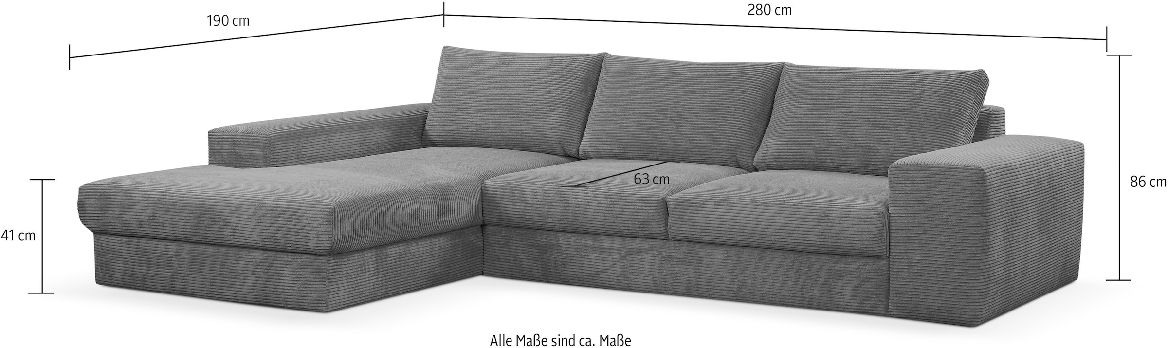 WERK2 Ecksofa »Rozzana«, Design | in mit Cord hohem & BAUR Ecksofa trendig-weichem Komfort Breitcord