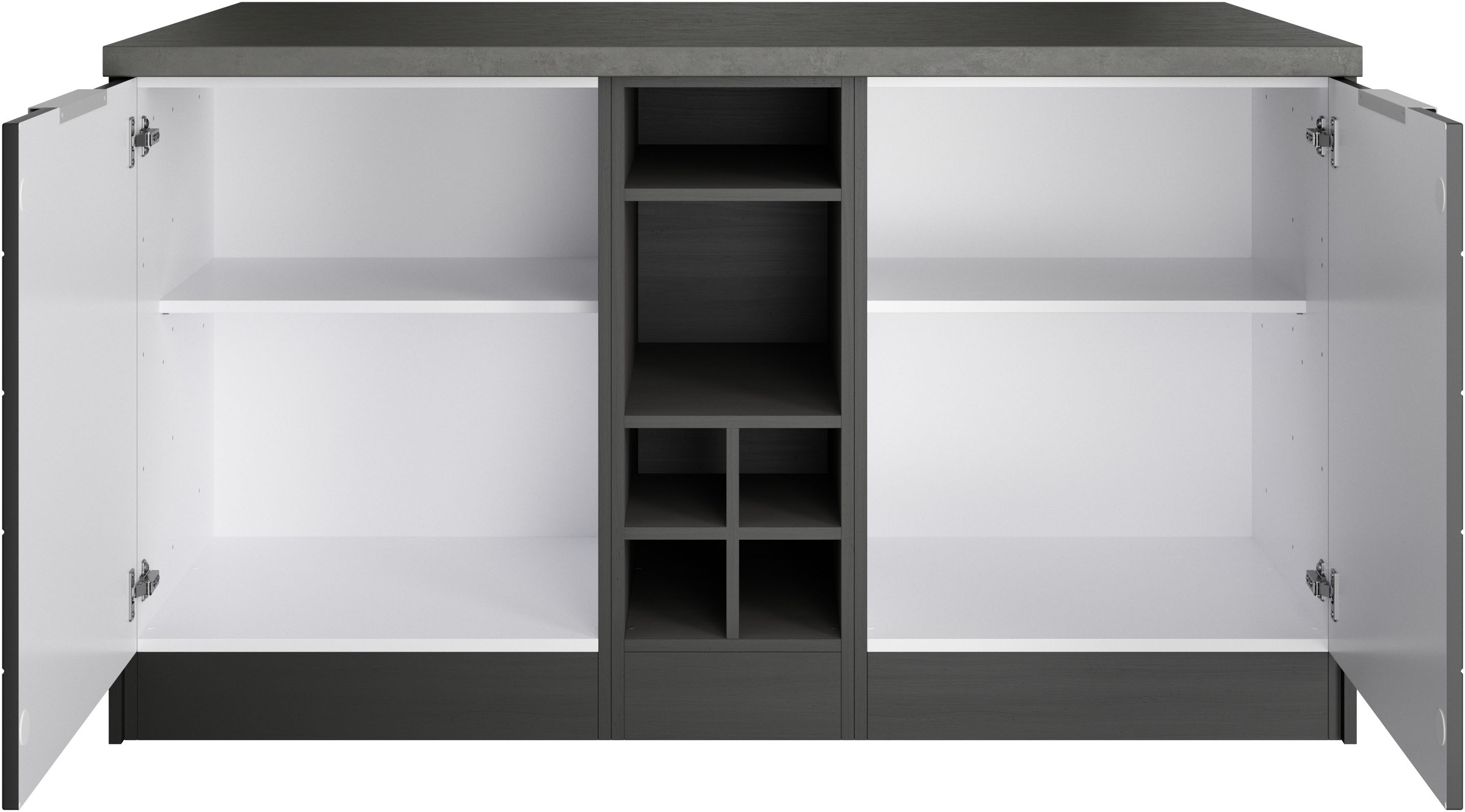 KOCHSTATION Kücheninsel »KS-Luhe, Breite 153 cm, mit Flaschenregal«, MDF-Fronten, Arbeitsplatte 38mm stark