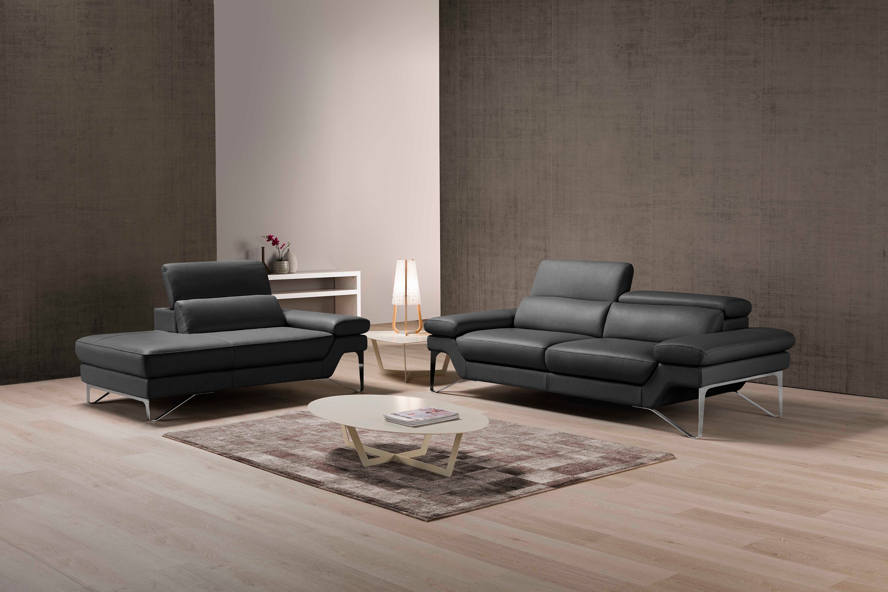 Egoitaliano Polstergarnitur "Princess Design und Sitzkomfort im Einklang, bequem und hochwertig" Set aus 2,5 Sitzer und freitehende Ottomane, Kopfstützen verstellbar