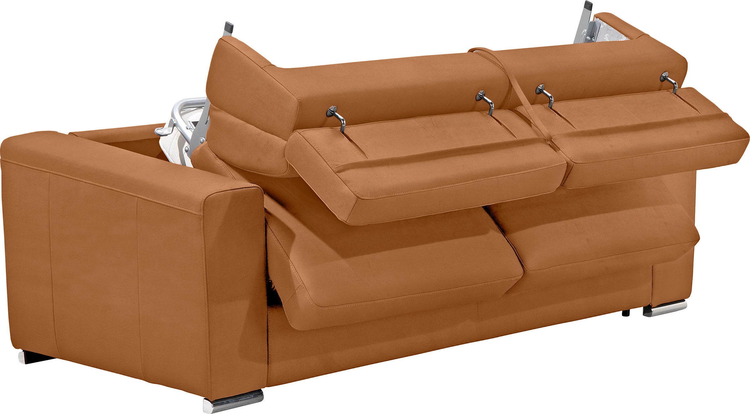Egoitaliano Schlafsofa »Cabiria, Design und super Sitz- und Liegekomfort«, Sofa inkl. Schlaffunktion, Kopfteile verstellbar, mit Metallfüßen
