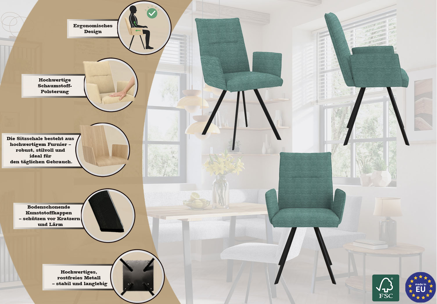 Thumbnail - OTTO home Armlehnstuhl "Sava" (Set) 2 Stk.Metallgestell