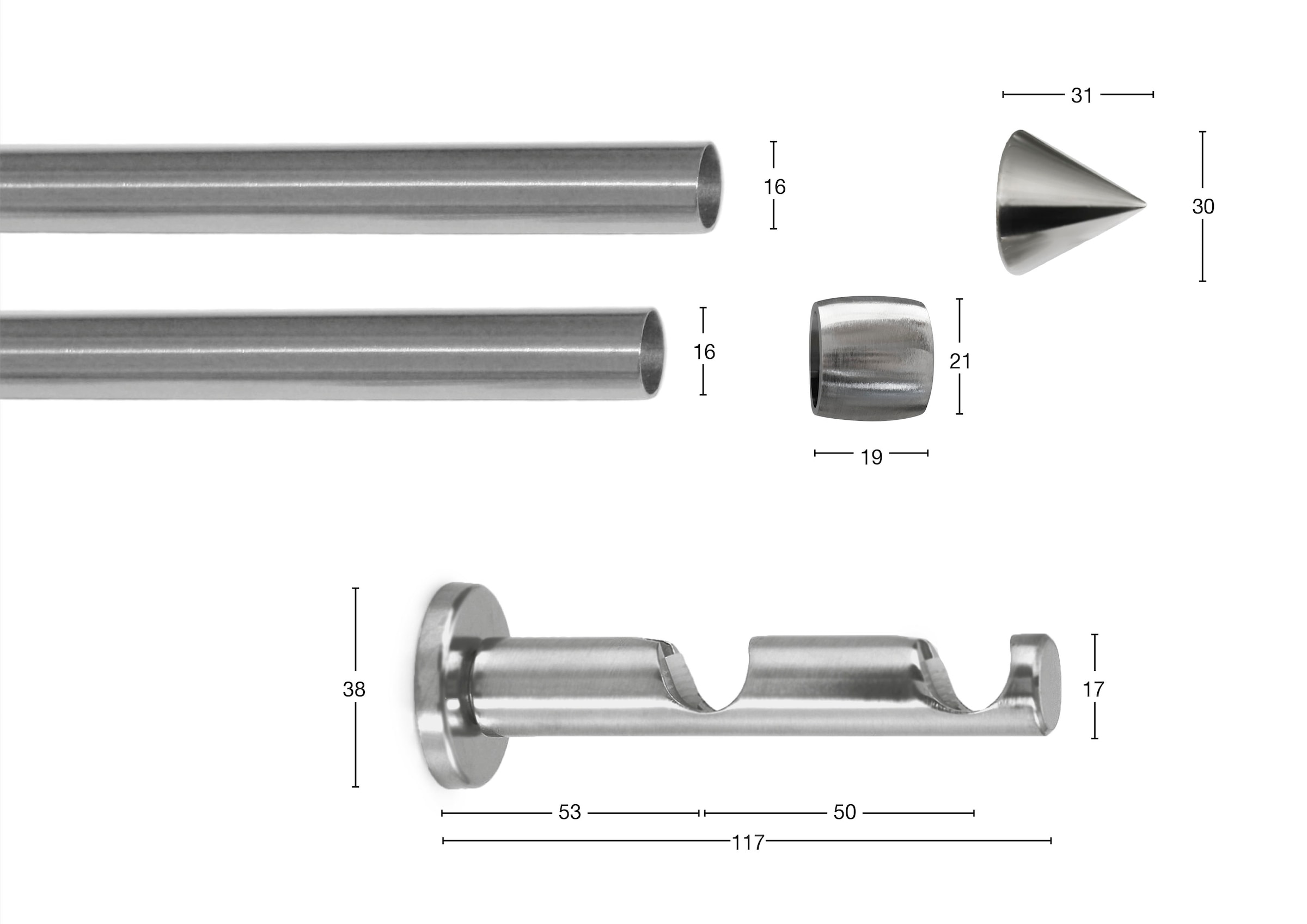 GARESA Gardinenstange "DIAMANT" Ø 16 mm 2 läufig-läufig Wunschmaßlänge Vorh günstig online kaufen