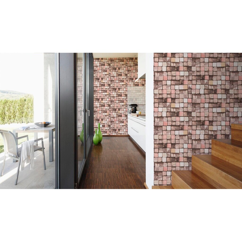 Technik & Freizeit Bauen & Renovieren living walls Vliestapete »Free Nature«, Holz-realistisch-kariert-mehrfarbig-used, glatt 