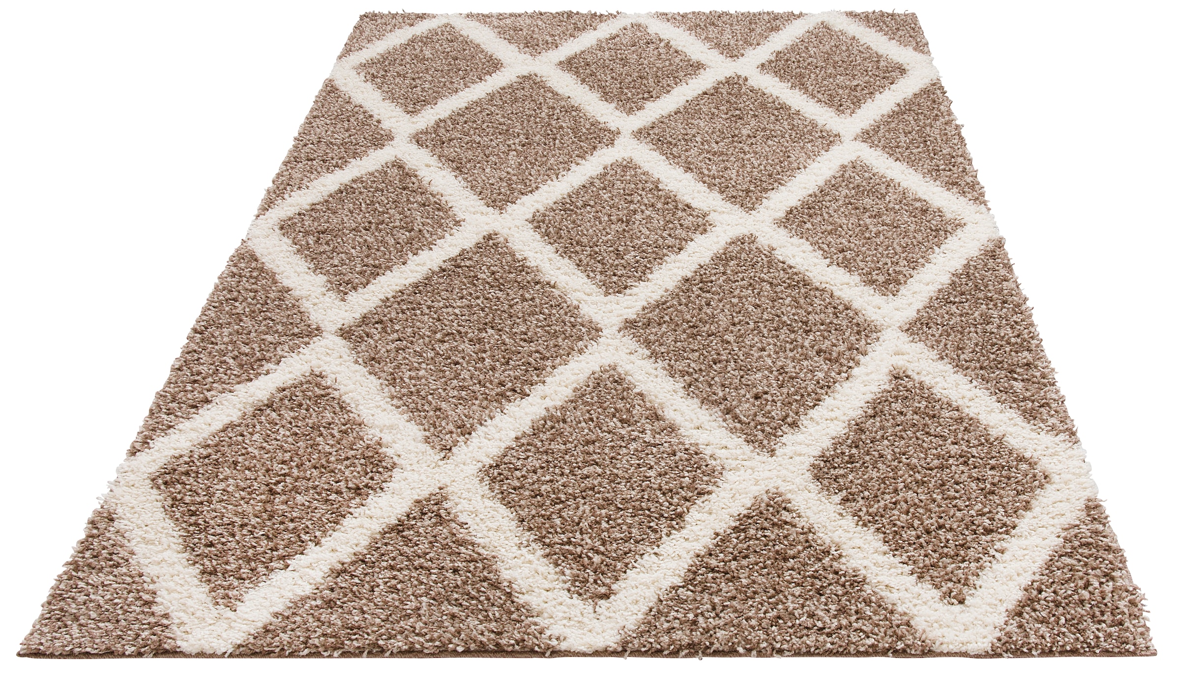 my home Hochflor-Teppich »Linz«, rechteckig, 31 mm Höhe, Rauten Design, Hochflor, besonders weicher Teppich, gewebt, rechteckig