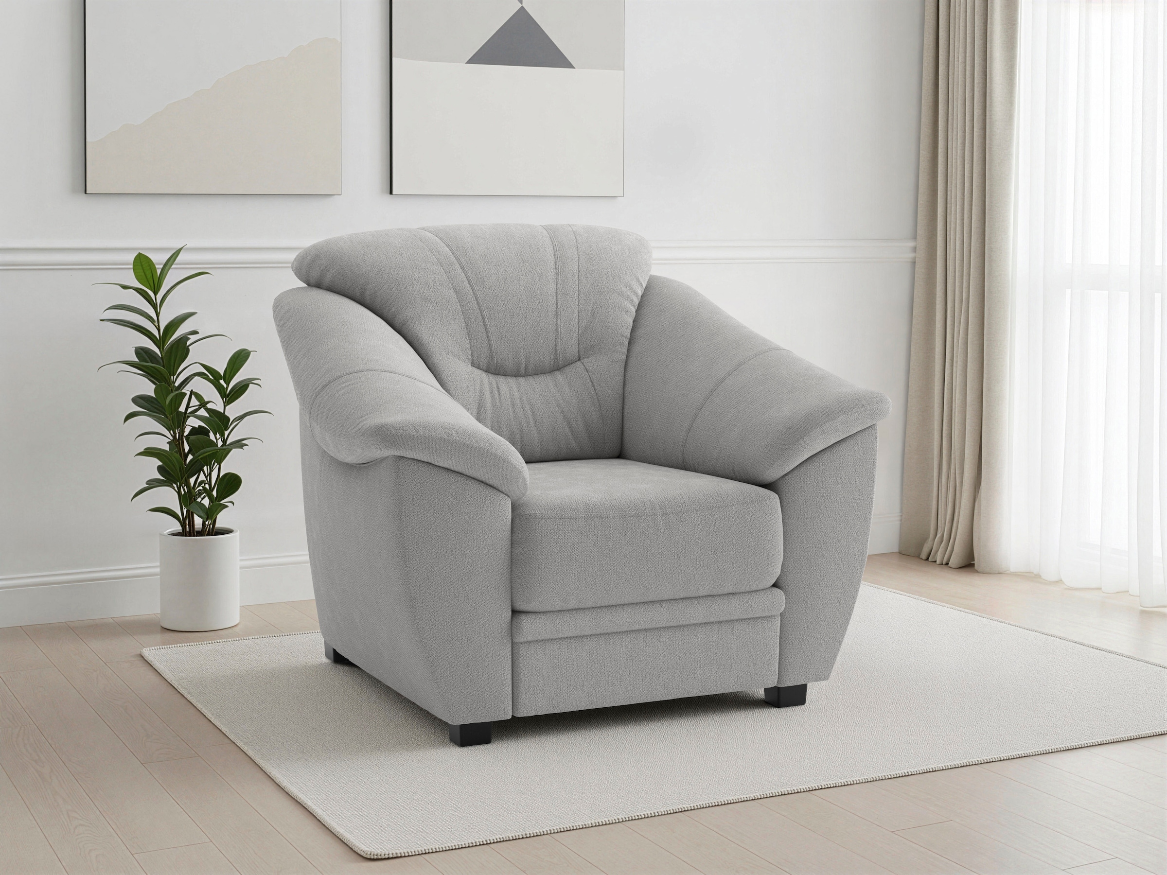 sit&more Sessel "Savona, B: 103 cm, Federkern-Polsterung, komfortable Sitzhöhe 46 cm" Bequeme Armlehnen, Ziernähte, frei im Raum stellbar, zeitloses Design