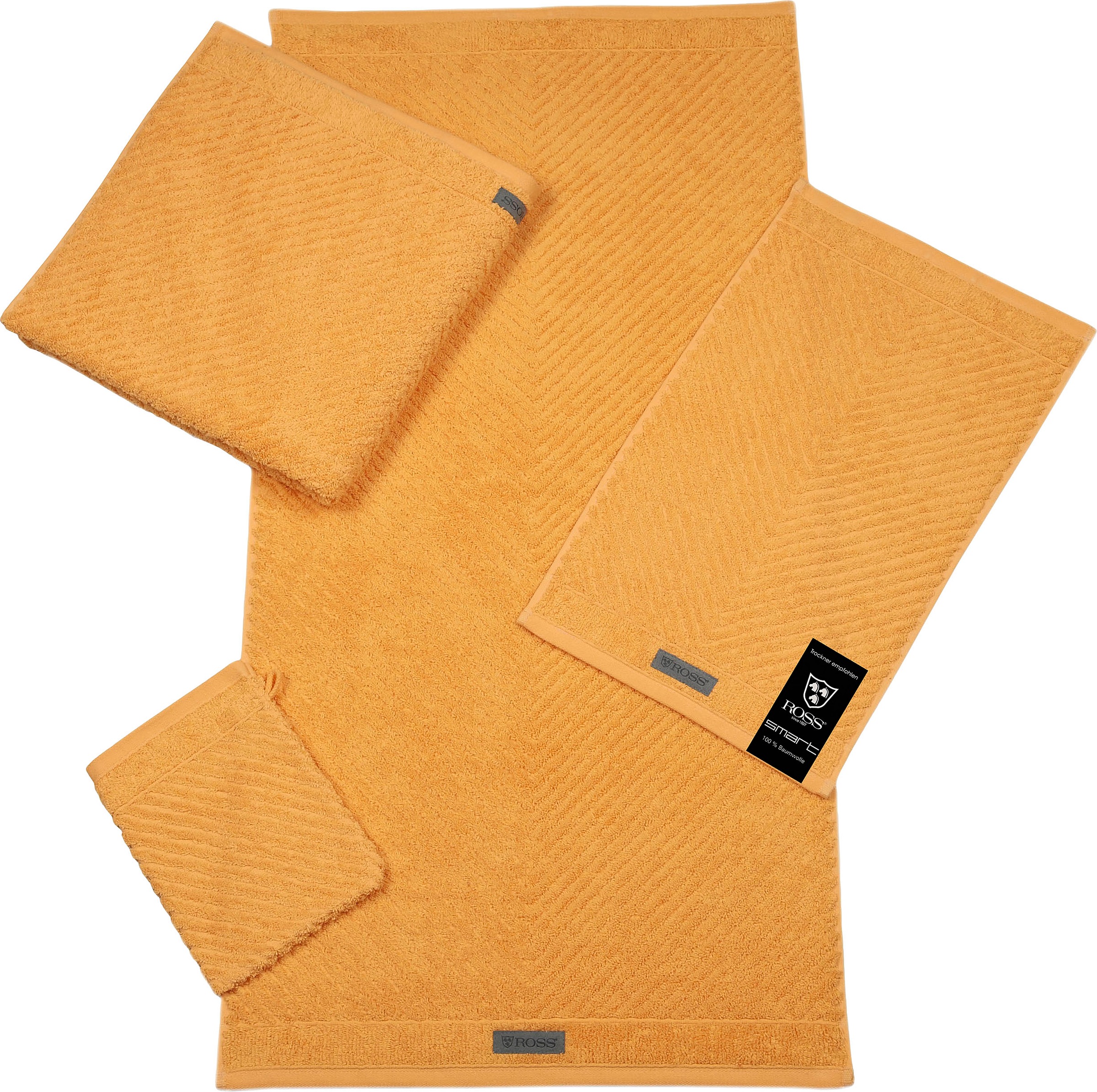 ROSS Handtuch »Smart«, (2 St.), Uni-Rippe mit Velourslabel