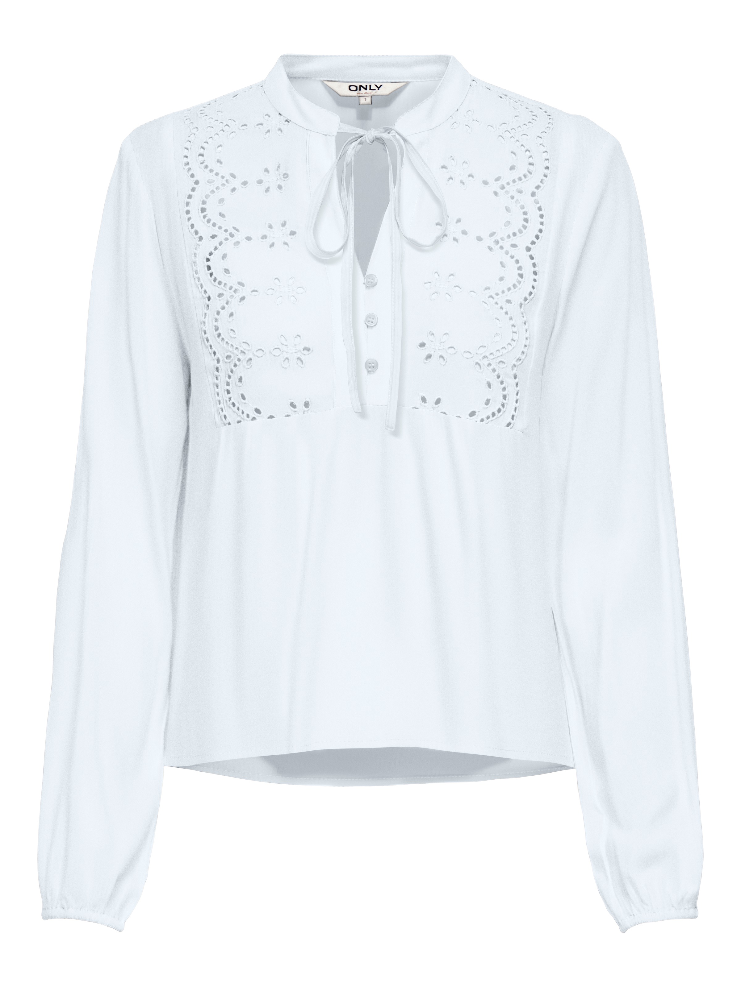 ONLY Langarmbluse »ONLLENNYO LS EMBROID V-NECK TOP NOOS WVN«