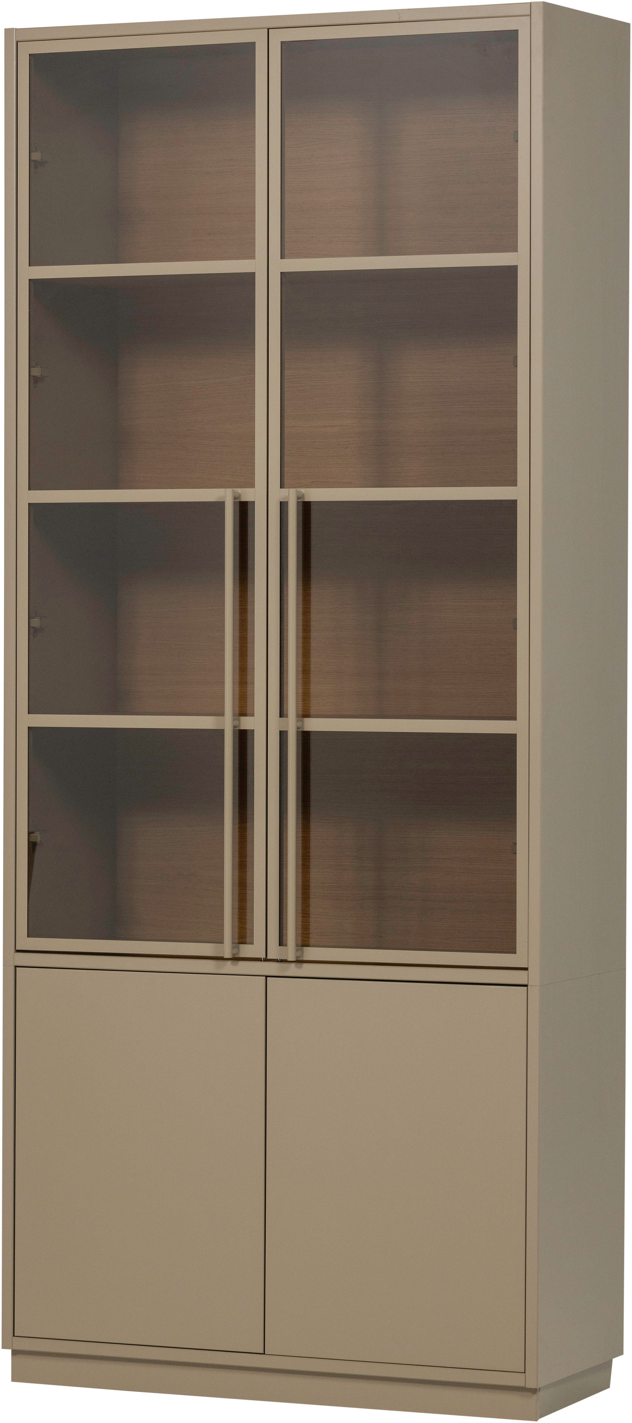 WOOOD Glasvitrine "Casa FSC Mix Kiefernholz Glastüren mit Eichendekor 101x40x236 cm" Kratzfeste Melaminoberfläche, sichtbare Maserung, einfach zu montieren