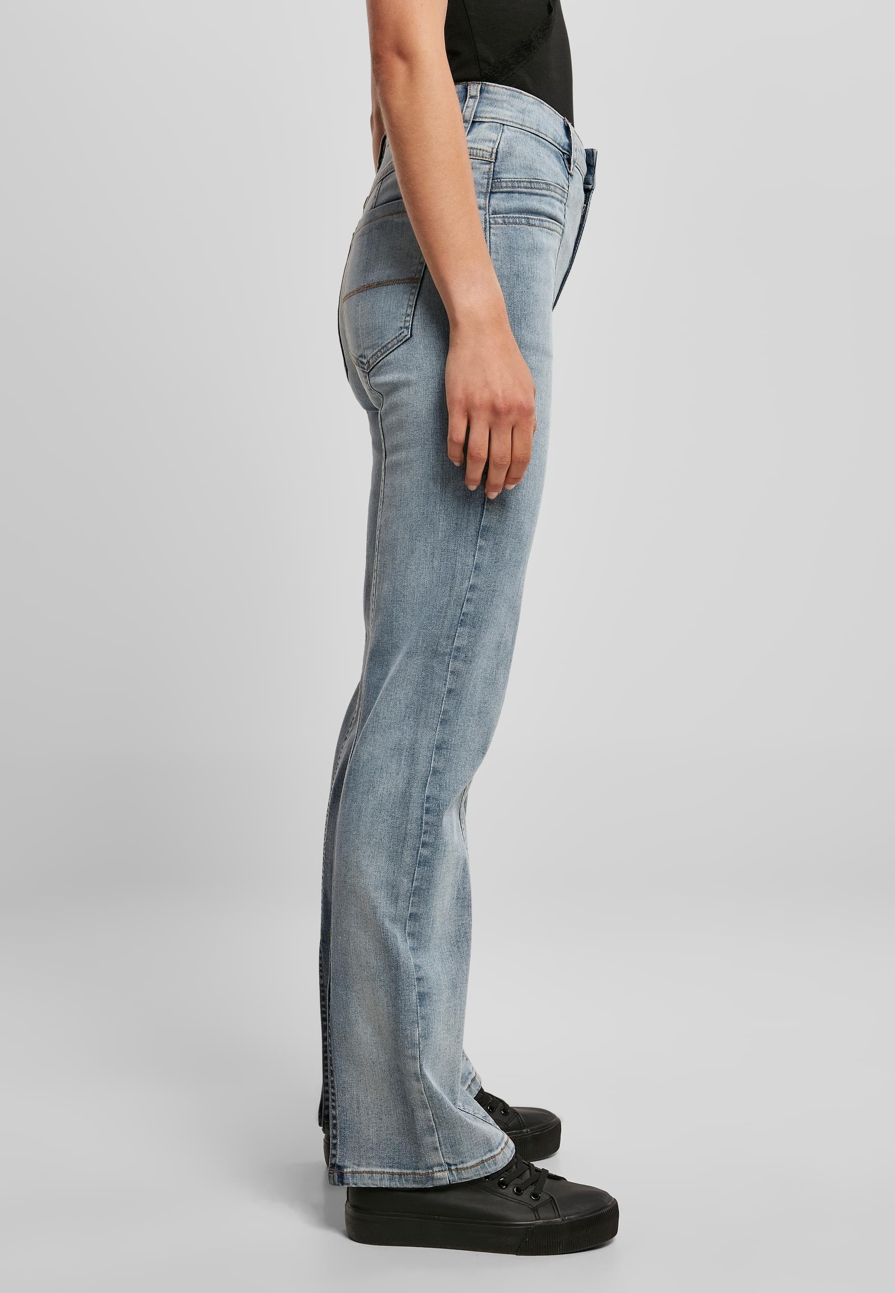 URBAN CLASSICS Bequeme Jeans »Urban Classics Damen Ladies High Waist Straight Slit Denim Pants«, (1 tlg.)