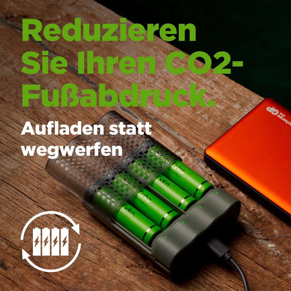 GP Batteries Batterie-Ladegerät »ReCyko Speed M451 4-fach NiMH mit 4 x AA 2600 mAh NiMH-Batterien«