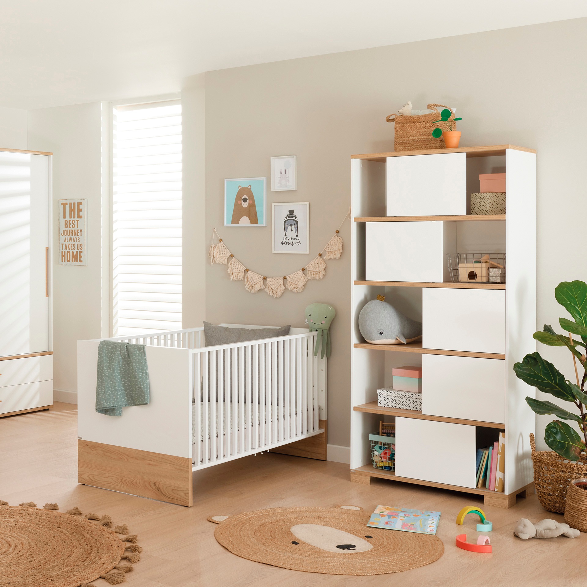 PAIDI Babybett "YOLANDA in Weiß mit Eiche-Dekor, umbaubares Kinderbett" ink günstig online kaufen