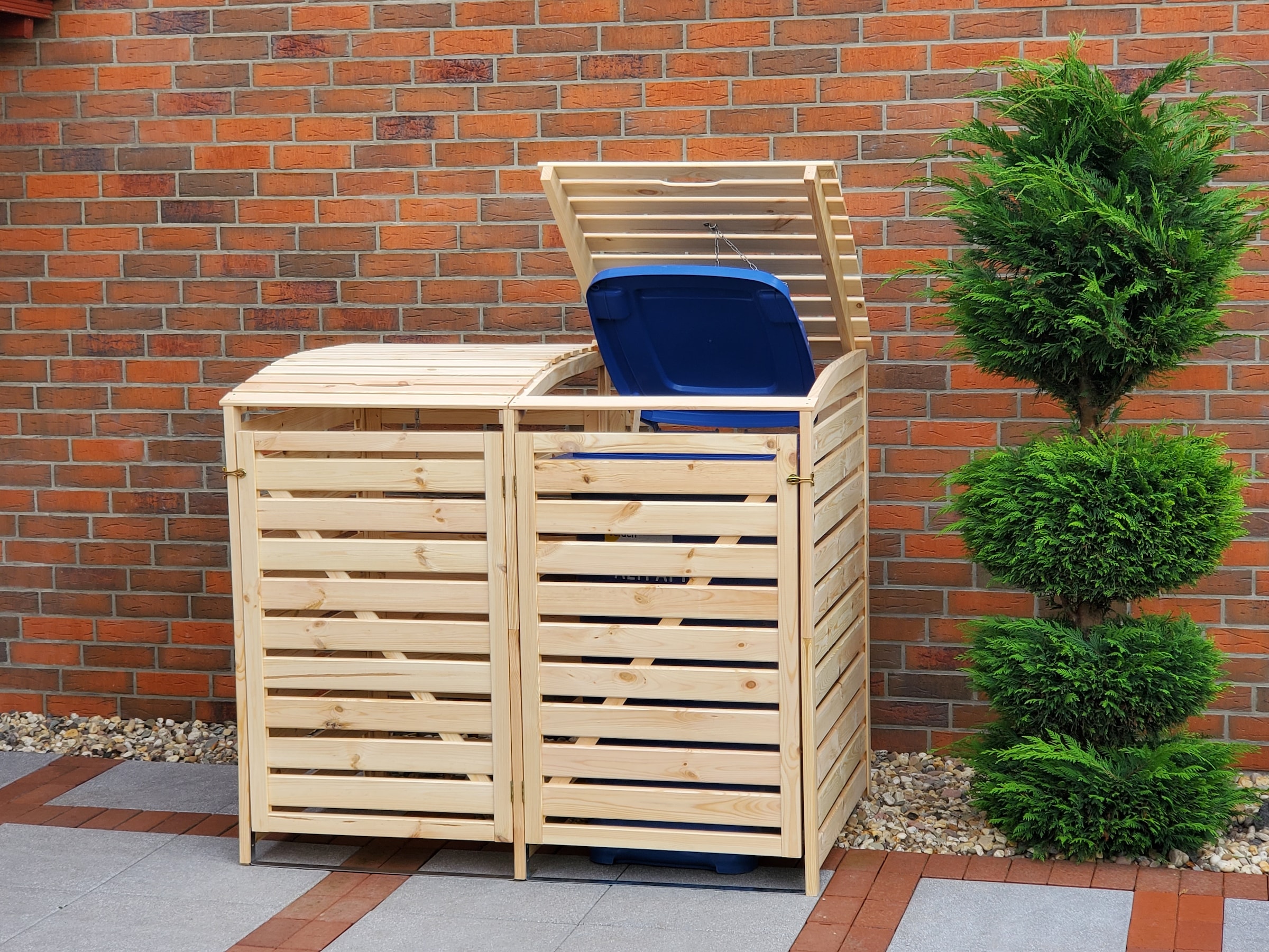 promadino Mülltonnenbox »Vario III«, für 2 Tonnen, robust aus ökologisch, zertifiziertem Kiefernholz