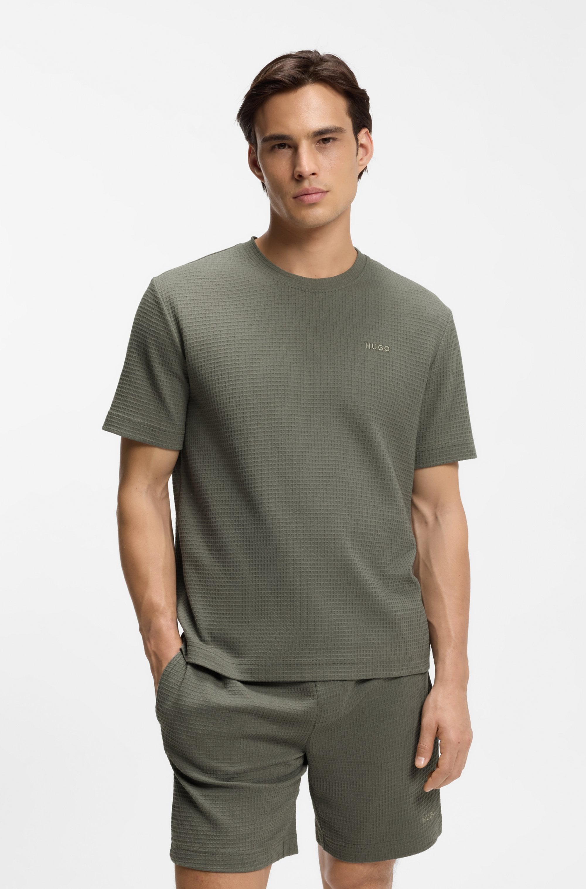 HUGO Underwear T-Shirt ",Austin T-Shirt" Waffelstruktur und Logo-Stickerei