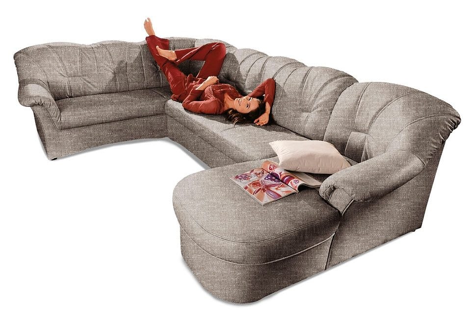 DOMO collection Wohnlandschaft »Papenburg, zeitlose Rückensteppung, elegante Formensprache, U-Form«, in großer Farbvielfalt, wahlweise mit Bettfunktion