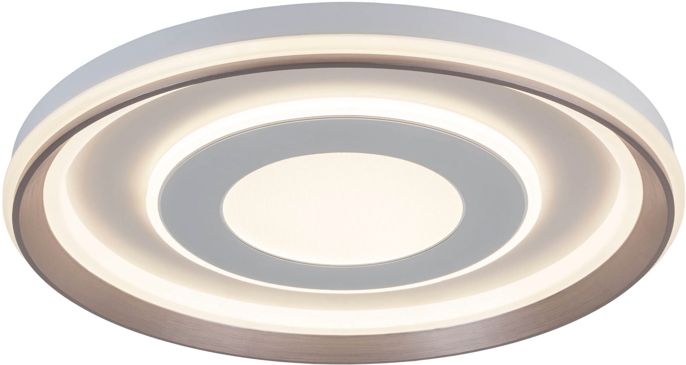 näve LED Deckenleuchte »Doira«, 1 flammig, Leuchtmittel LED-Modul | LED wechselbar, weiß/silber, dimmbar per Fernbedienung (inkl), CCT, Memory, Nachtlicht