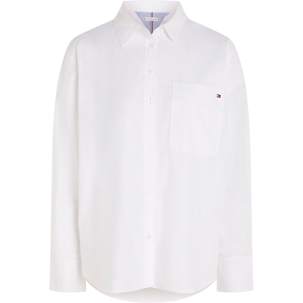 Tommy Hilfiger Hemdbluse »SOLID COTTON EASY FIT SHIRT«, mit Brusttasche