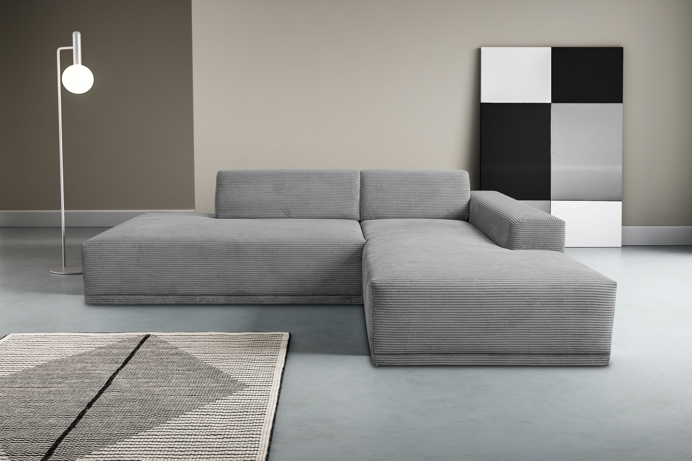 WERK2 Ecksofa "Apollo, hoher Sitzkomfort, aktuelles Design, Breite 264cm, L günstig online kaufen