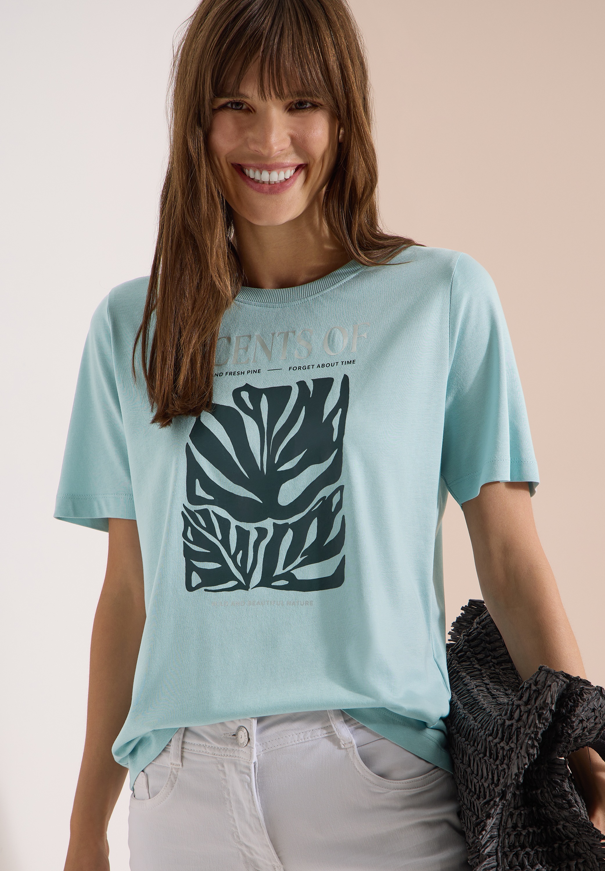 Cecil T-Shirt Sommerschirt, Rundhals, Baumwollmix mit Modal