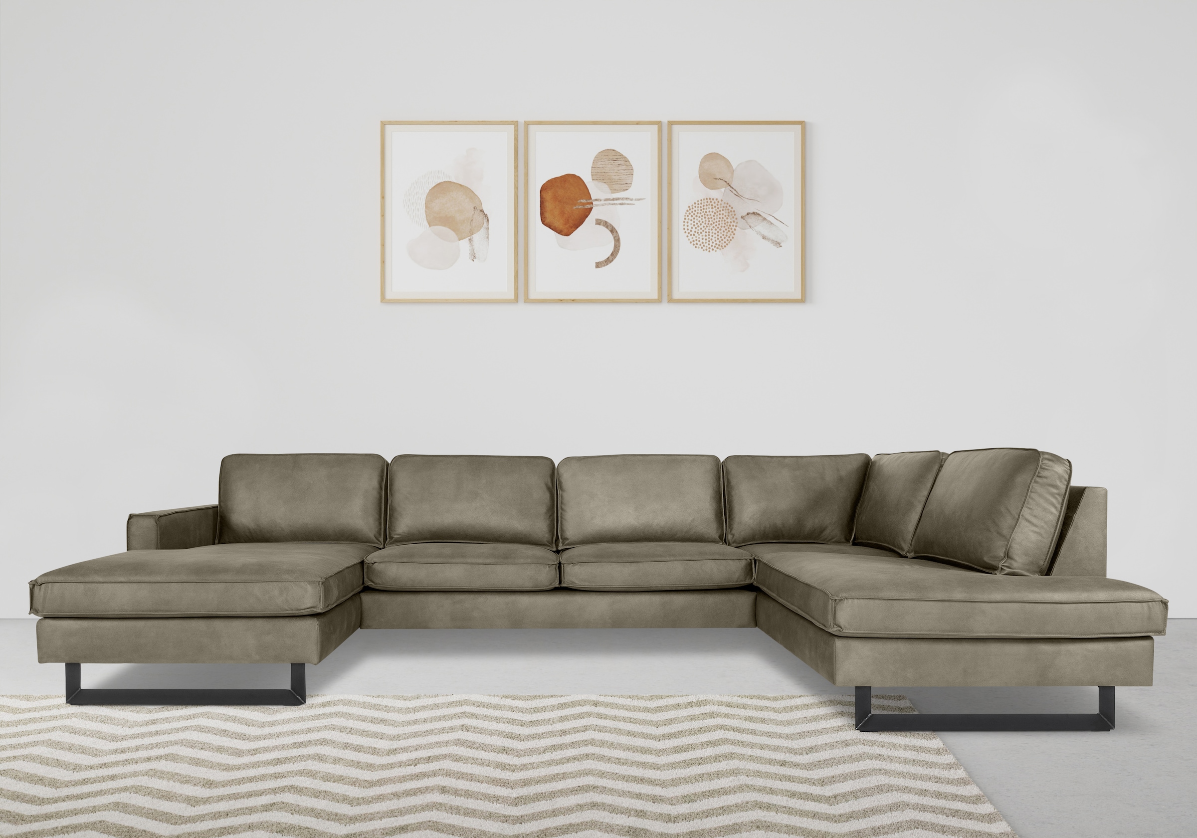 Home affaire Wohnlandschaft "Pinto, 350 cm, U-Form, XXL, mit Ottomanen" Cor günstig online kaufen