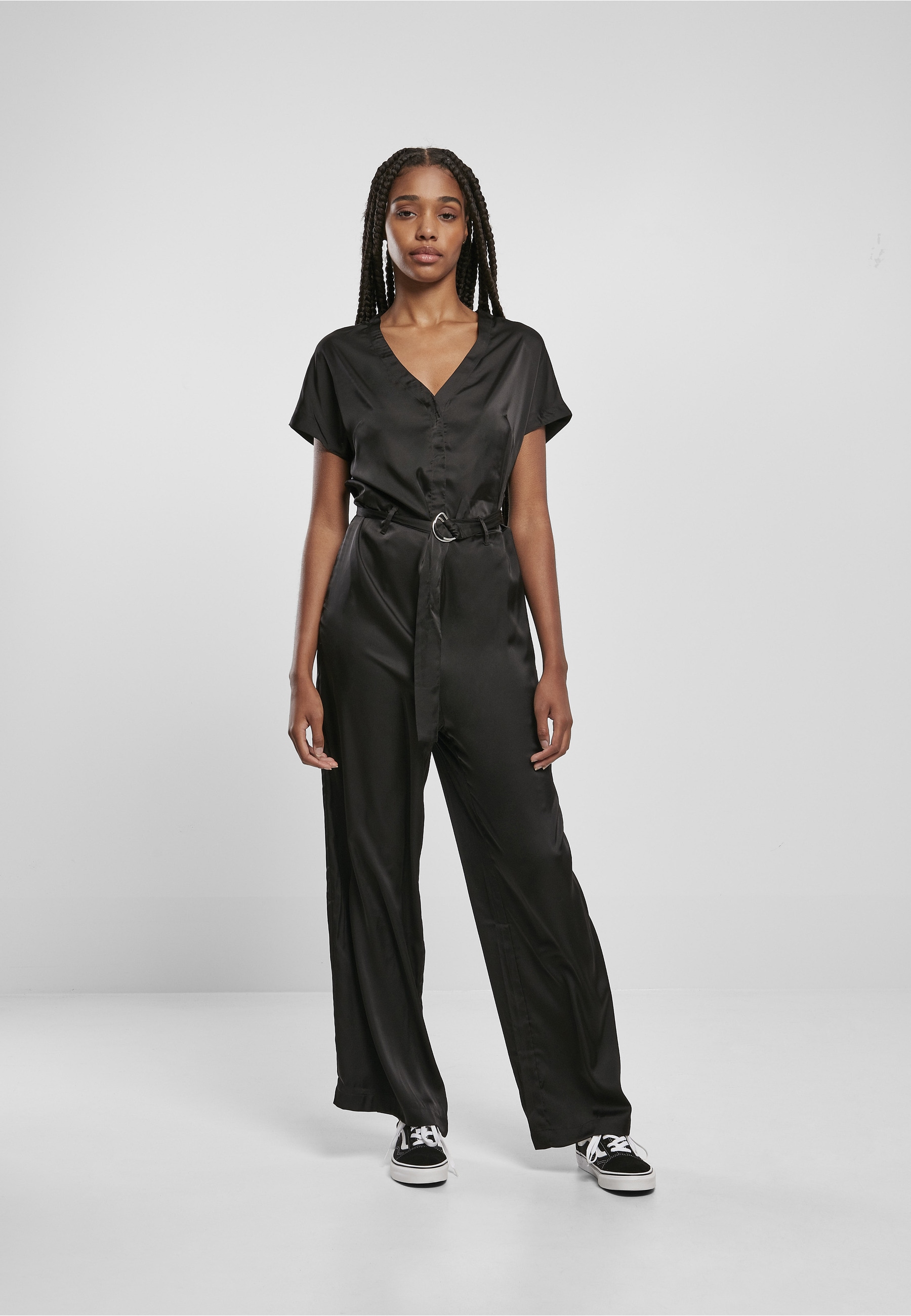 URBAN CLASSICS Jumpsuit »Urban Classics Damen Ladies Satin Wide Leg Belt Jumpsuit« 1 Stk.