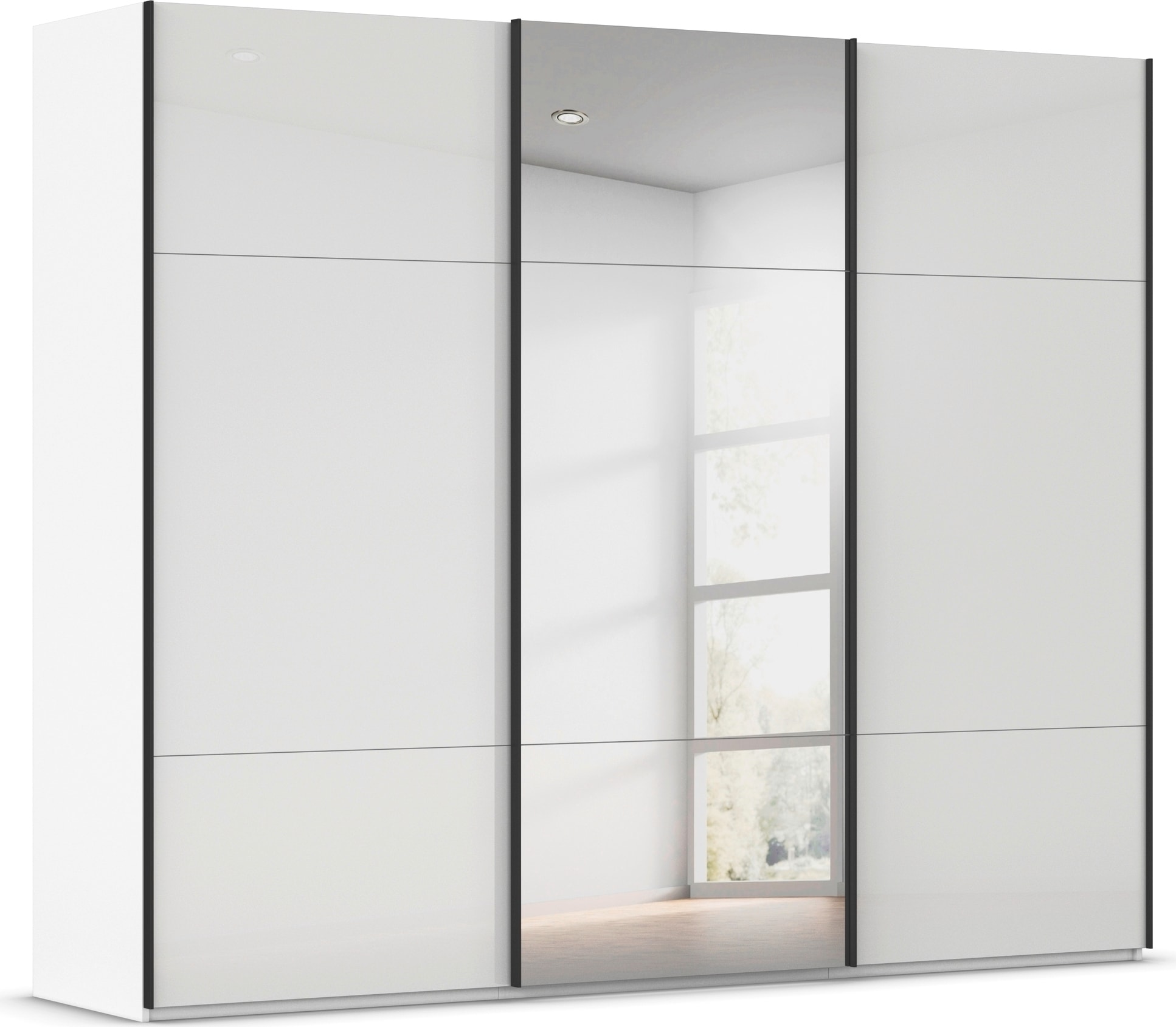 rauch Schwebetürenschrank "Kleiderschrank Schrank Garderobe Schlafzimmerschrank CONTIDO" 3 verschiedene Ausstattungen BASIC/CLASSIC/PREMIUM (inkl. SOFT-CLOSE), aus hochwertigem Material in 6 Breiten 2 Griff-Farben MADE IN GERMANY