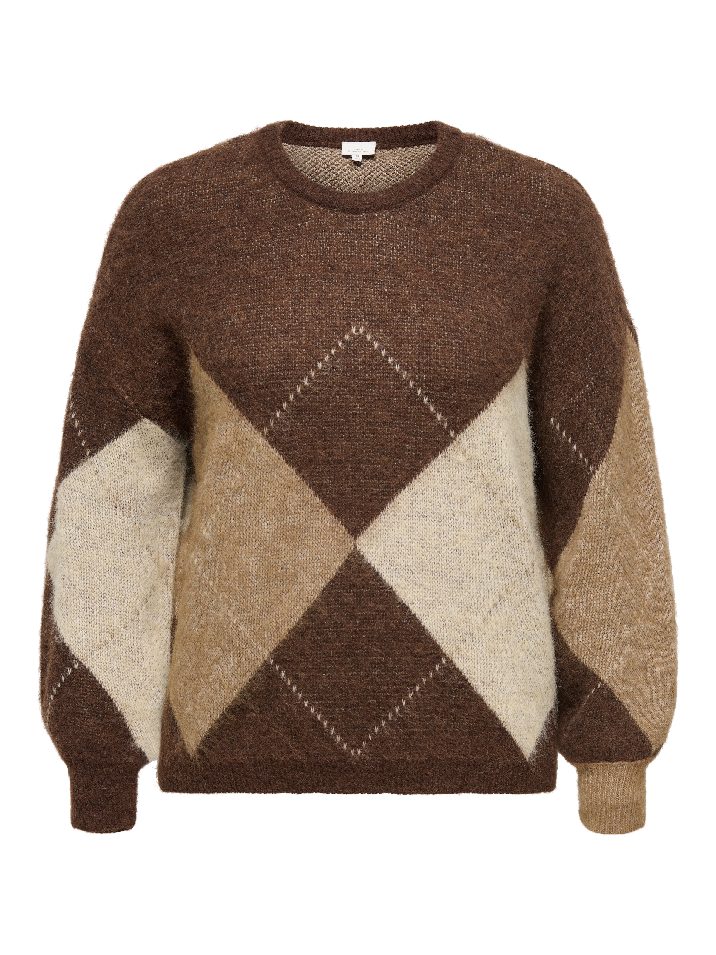 ONLY CARMAKOMA Strickpullover »CARNOEME JQ LS O-NECK KNT NOOS« Materialmix, regular fit