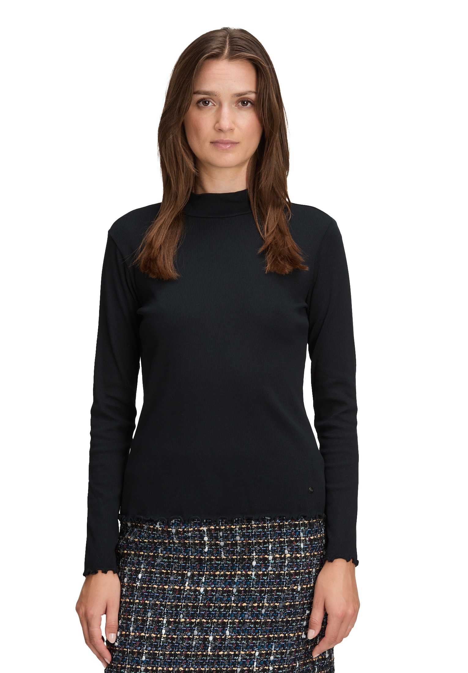 Betty&Co Kurzarmshirt "Betty & Co Damen Langarm-Shirt mit Rippenstruktur", günstig online kaufen