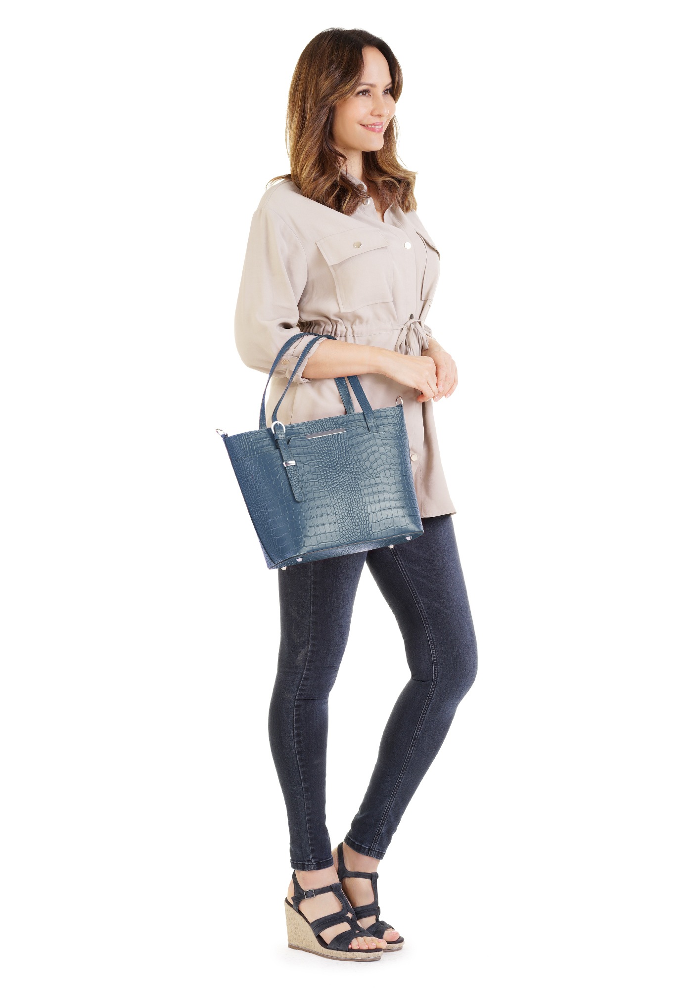 Cluty Henkeltasche, echt Leder, Made in Italy