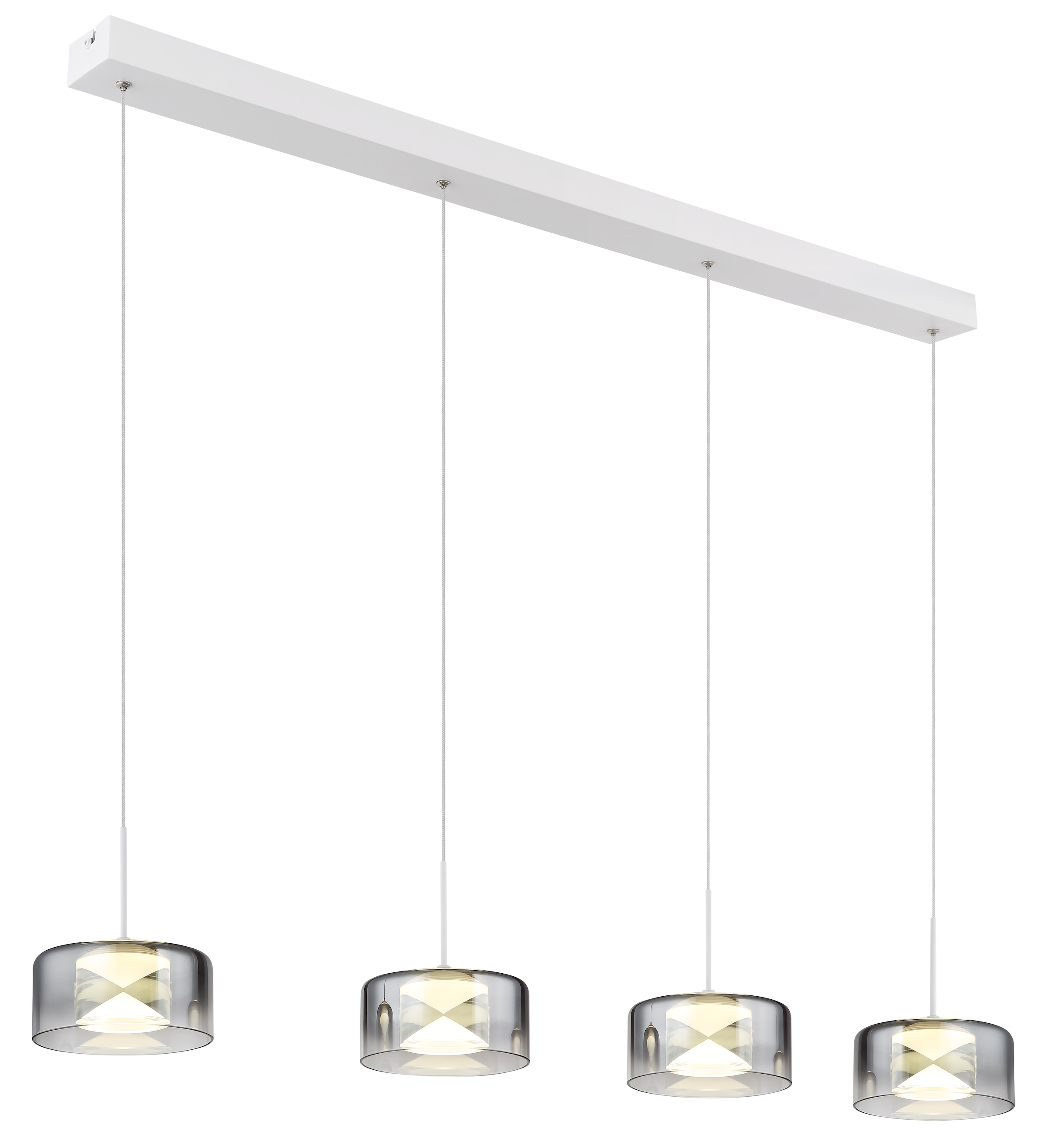 GLOBO LIGHTING Hängeleuchte »BELINDA« LED-Modul 1 Stk. Warmweiß Hängeleuchte Weiß, Rauchglas, E27, höhenkürzbar