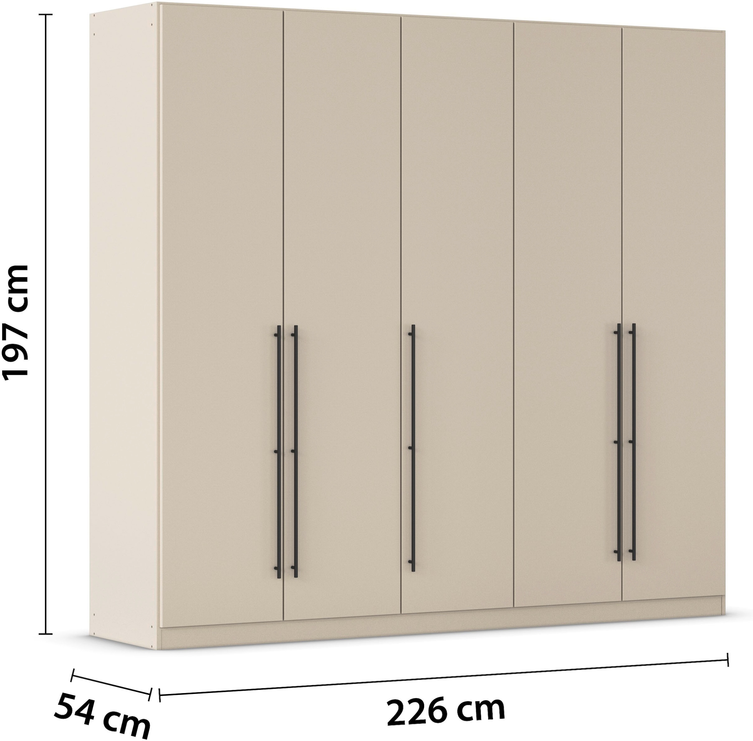 rauch Kleiderschrank »Drehtürenschrank Schrank Garderobe Wäscheschrank Schlafzimmer AVOLA«, (in 3 verschiedenen Ausstattungen BASIC/CLASSIC/PREMIUM), mit hochwertigen Stangengriffen in Schwarz aus Metall MADE IN GERMANY