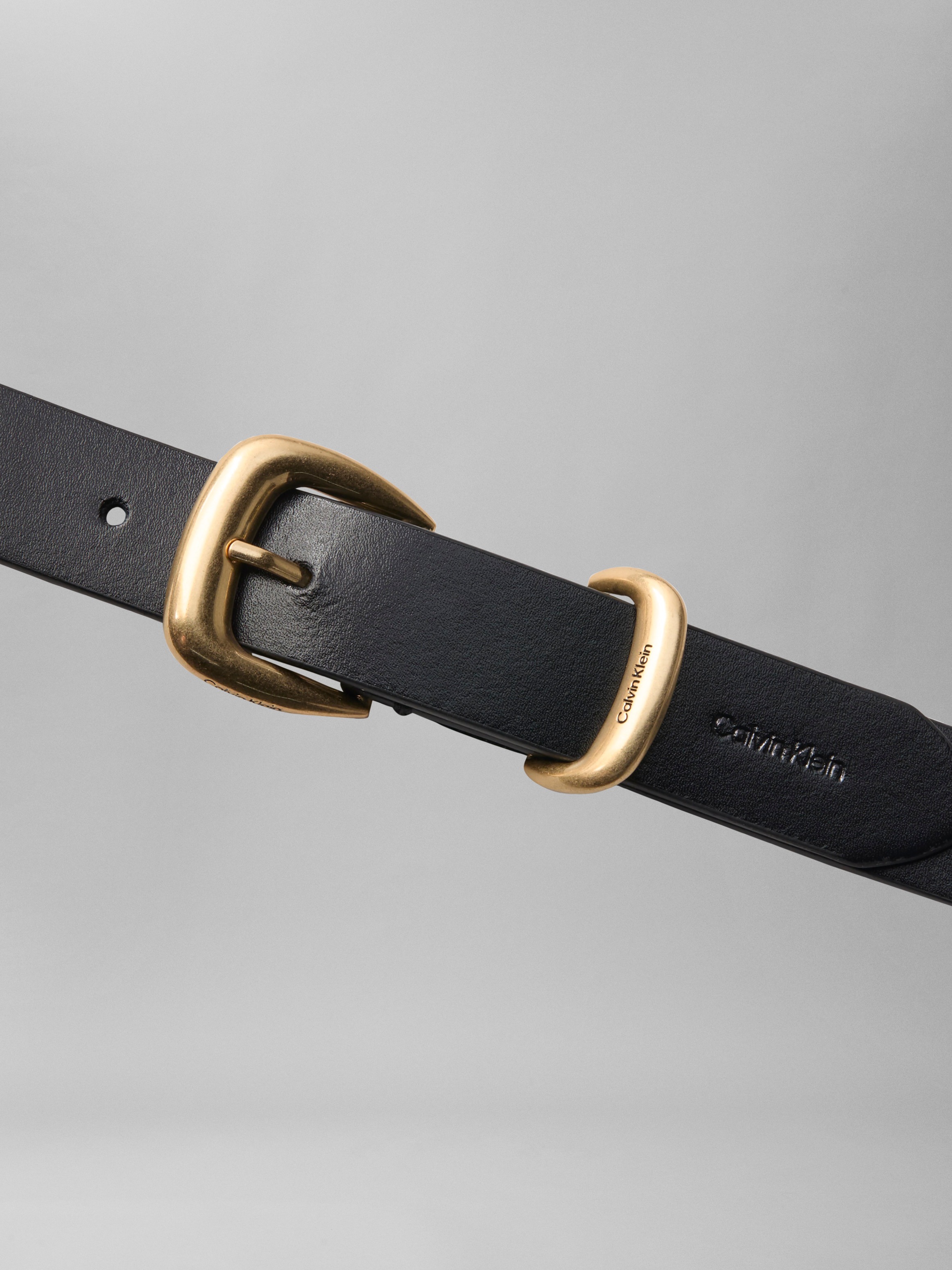Ledergürtel CALVIN KLEIN "Gürtel", Damen, Gr. 100, schwarz, antique light gold, Rindsleder, unifarben, Gürtel Ledergürtel, Regular fit, größenverstellbar 2