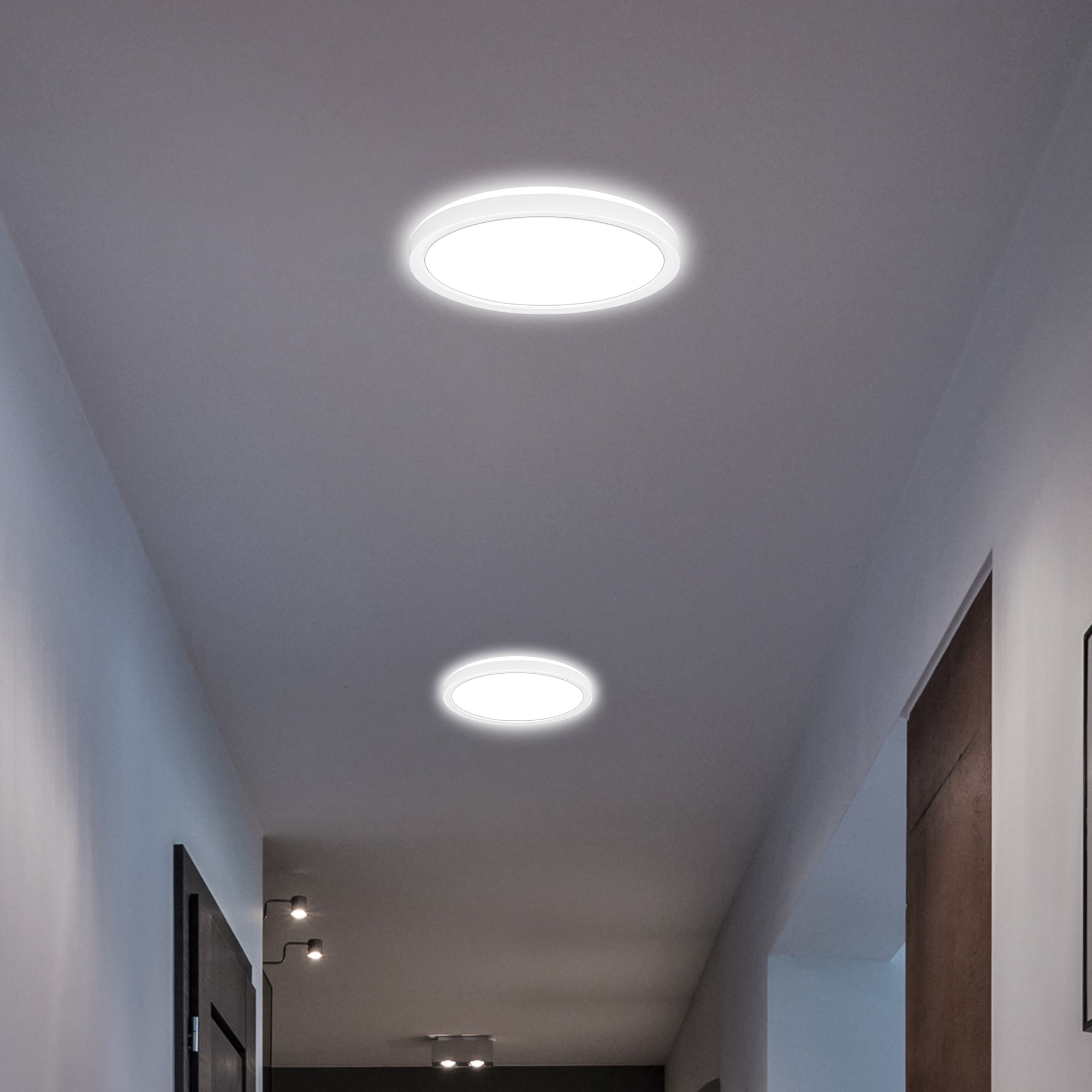 B.K.Licht LED Deckenleuchte »BKL1598 Ultraflache Deckenlampe, LED Panel mit Backlight«, 1 flammig, Leuchtmittel LED-Modul | LED fest integriert, 4.000K, 1.900 Lm, 16W, indirekte Hintergrundbeleuchtung, ⌀24cm, Weiß