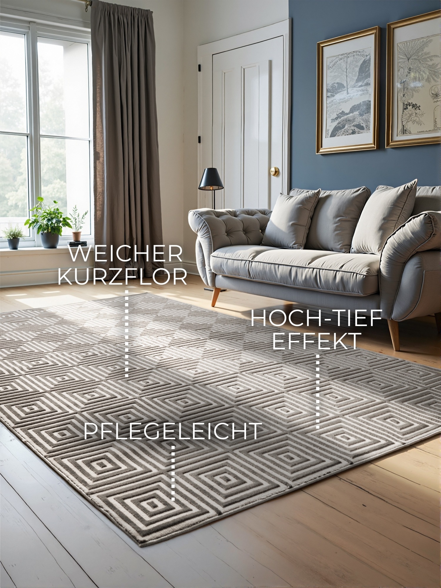 Thumbnail - ELLE DECORATION Designteppich "Tourmaline", rechteckig, 9 mm Höhe, Wohnzimmer, Schlafzimmer, Läufer, Hoch-Tief Effekt, F...