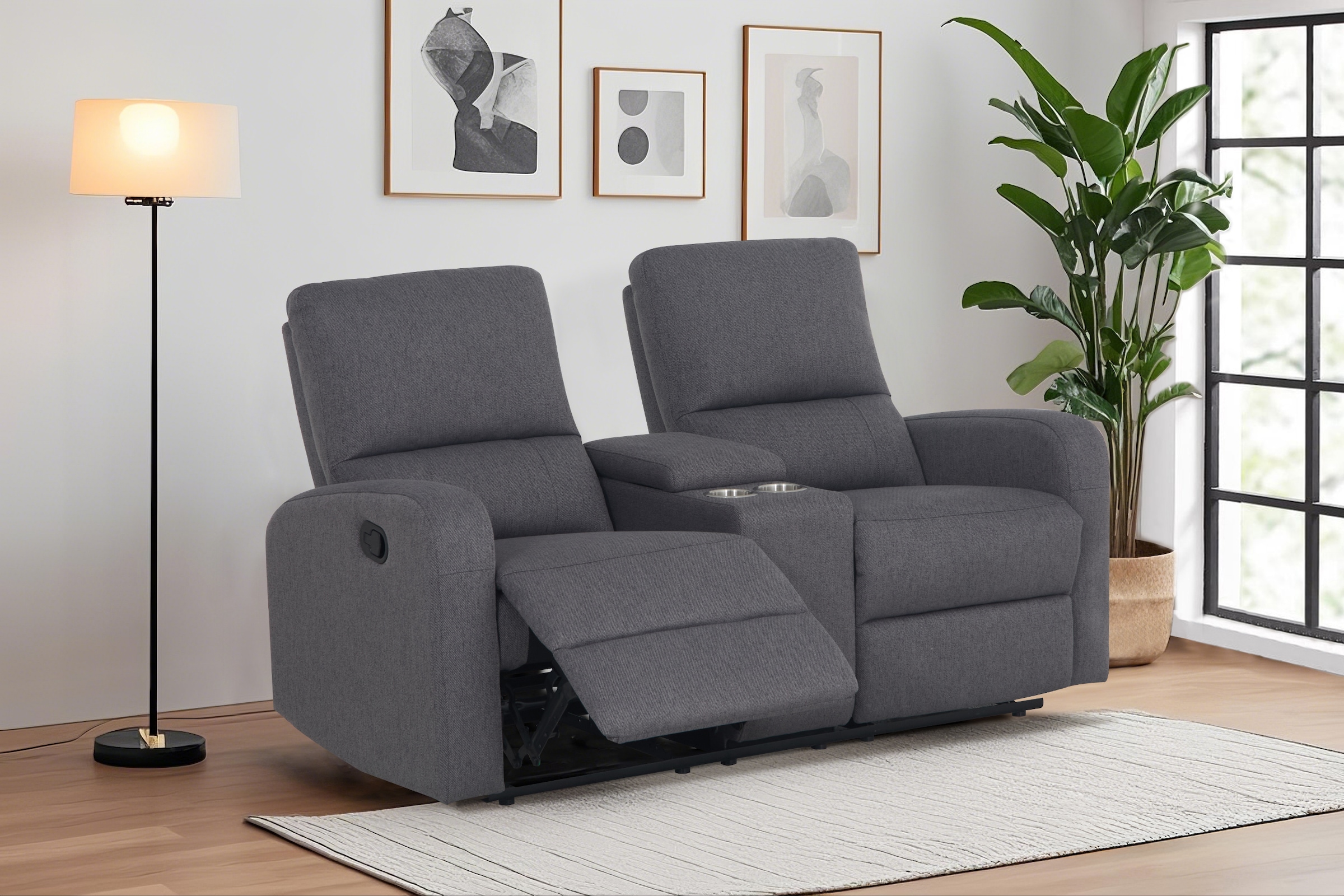 Home affaire 2-Sitzer »TOURNAY, 2er-Kinosofa, Liegesofa, TV-Sessel, Multimedia-Sofa«, mit manueller Relaxfunktion, Getränkehalter, Staufach