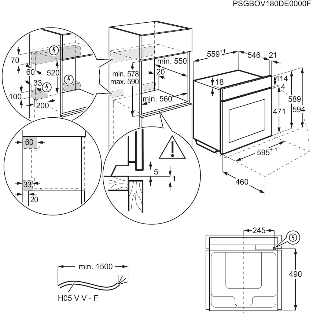 AEG Einbaubackofen »BPE742220B«, 8000, BPE742220B 944187753, mit Vollauszug, Pyrolyse-Selbstreinigung